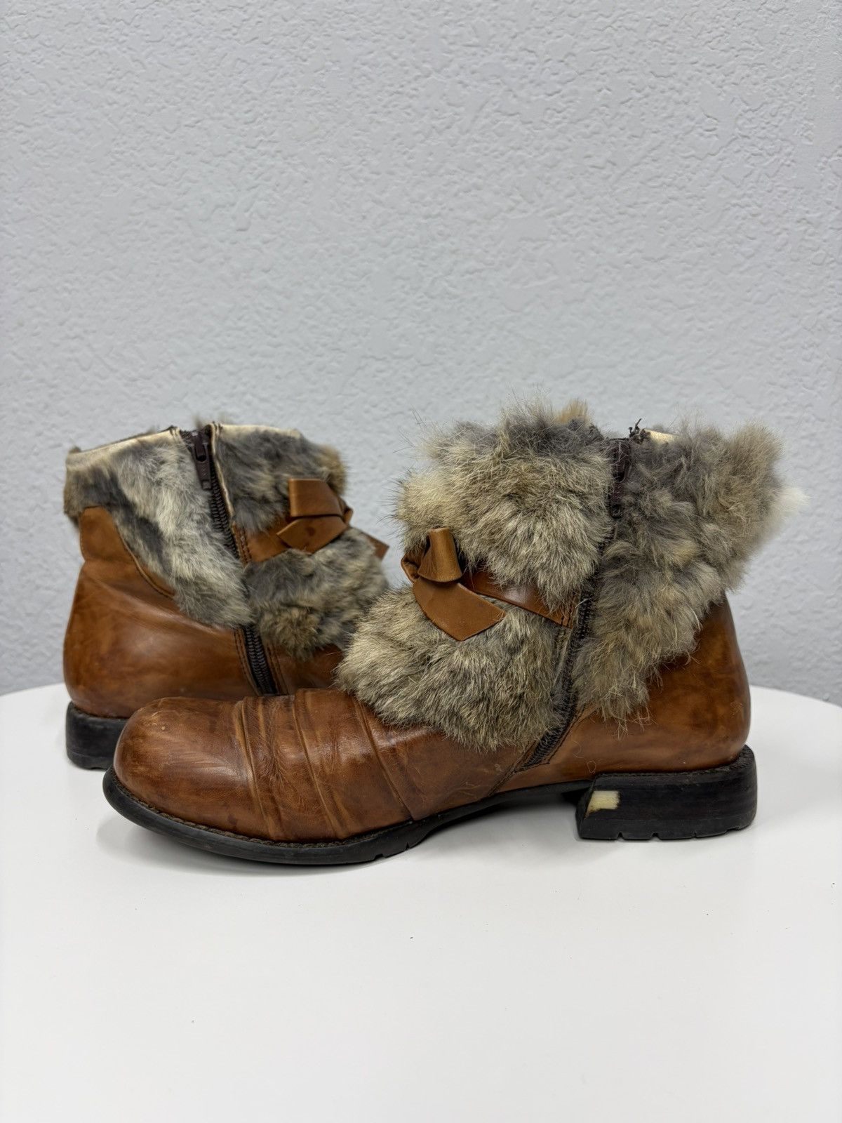 If Six Was Nine Vintage Italian AS 98 Rick Owens Style Fur Leather Boots Size US 8 / EU 41 - 7 Thumbnail