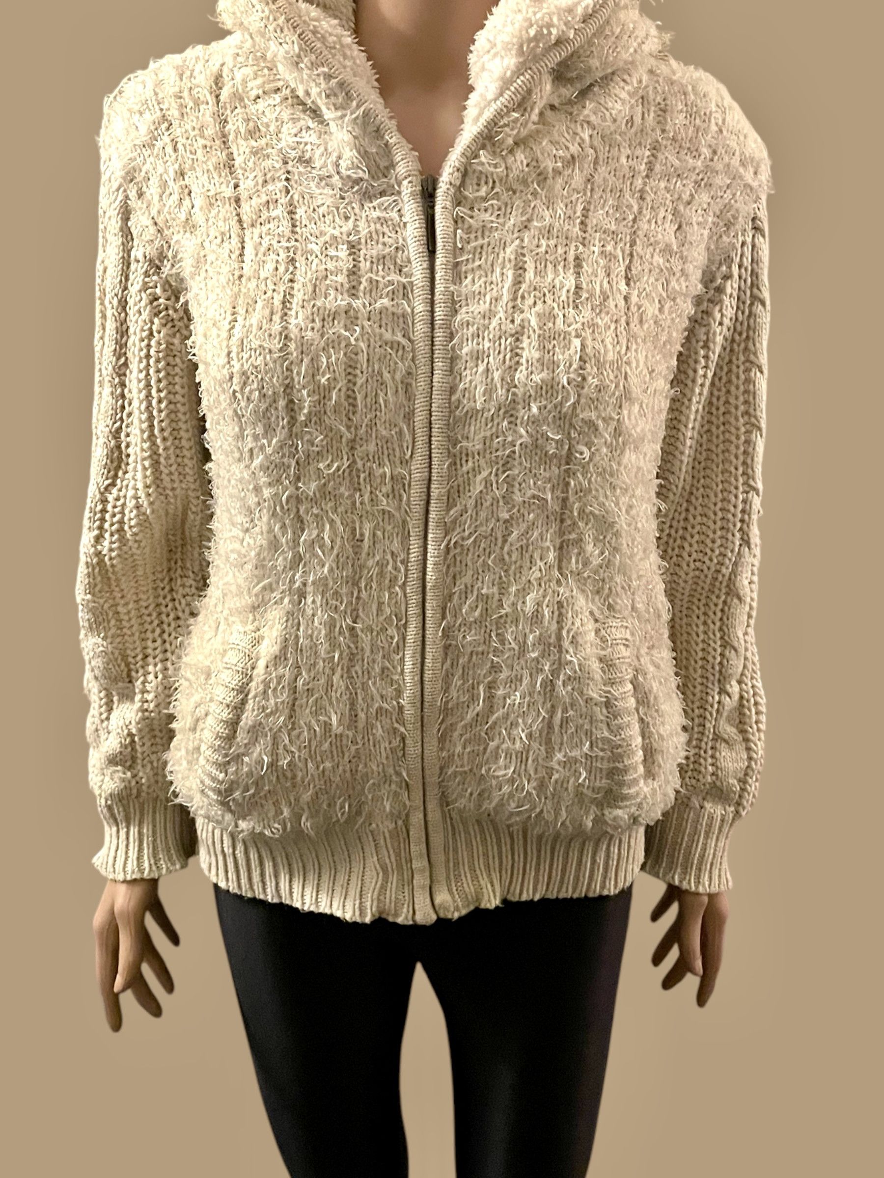Vintage Vintage Shearling Jacket Y2K Hoodie White Size L Size L / US 10 / IT 46 - 2 Thumbnail