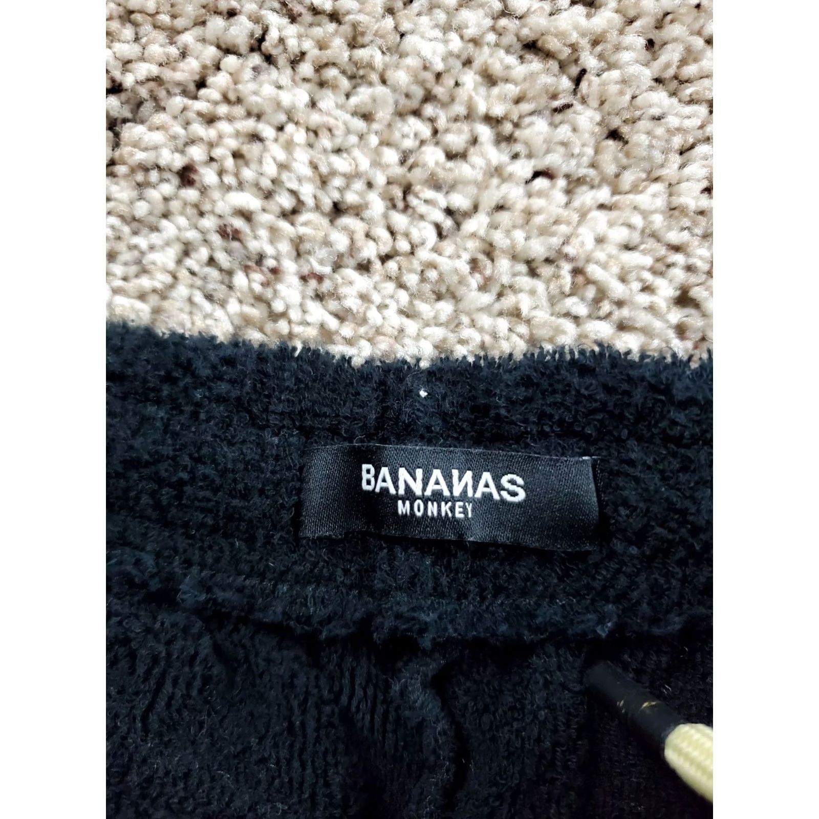 Vintage Bananas Monkey Joggers Large Mens Black Heavyweight Terry Pockets Tapered Satin? Size US 33 - 4 Thumbnail