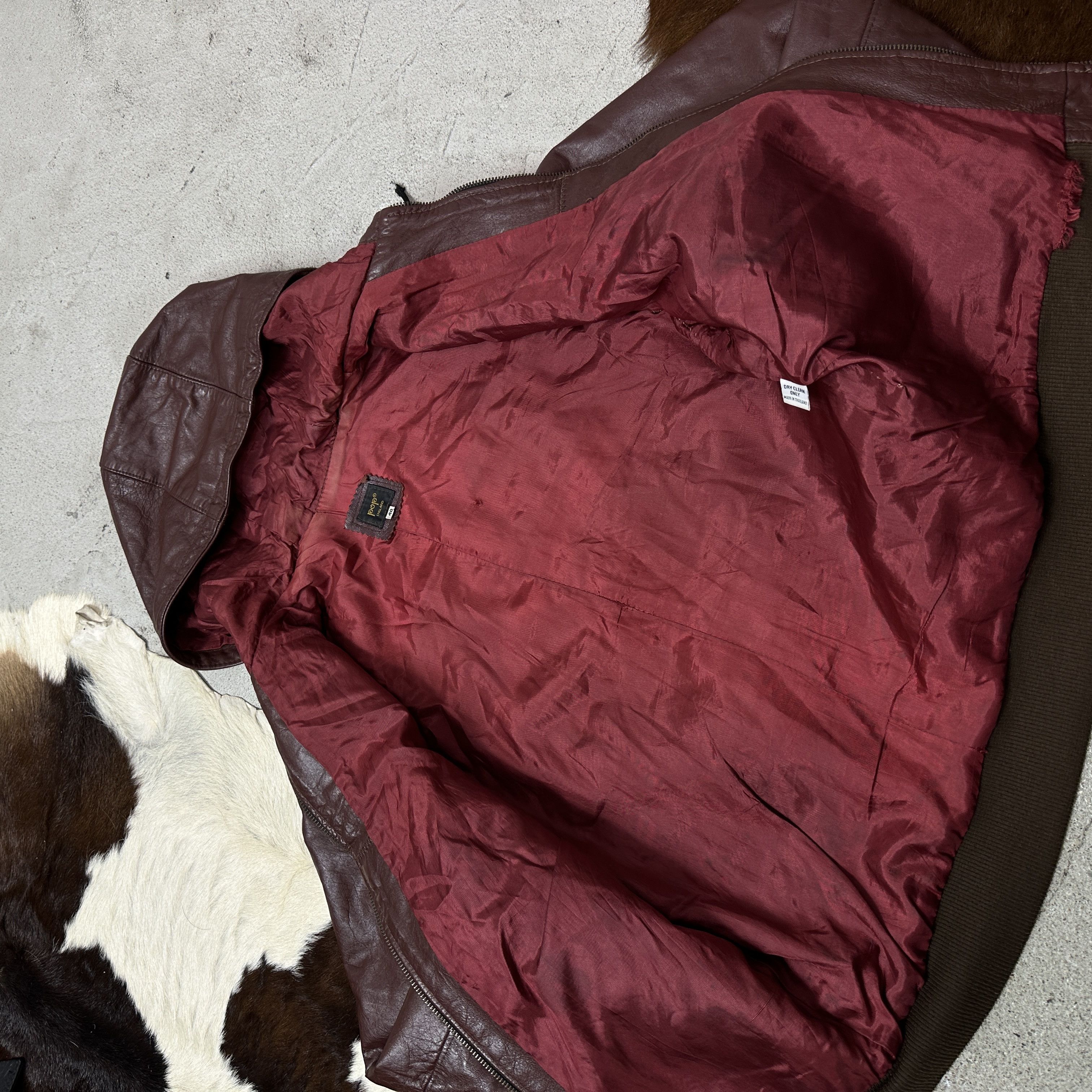 Vintage Vintage Leather Biker Grunge Burgundy Hooded Jacket 90s Size M / US 6-8 / IT 42-44 - 7 Thumbnail