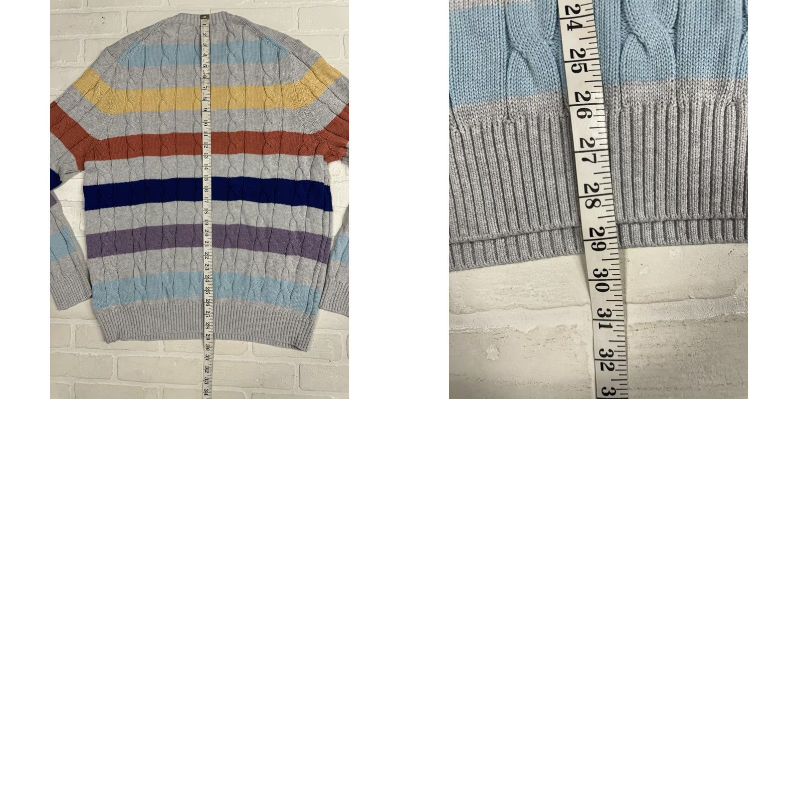 Brooks Brothers Brooks Brothers Cable Knit Sweater Womens XL Pastel Striped Long Sleeve Supima Pullover Crew Neck Casual Travel Business Size XL / US 12-14 / IT 48-50 - 8 Thumbnail