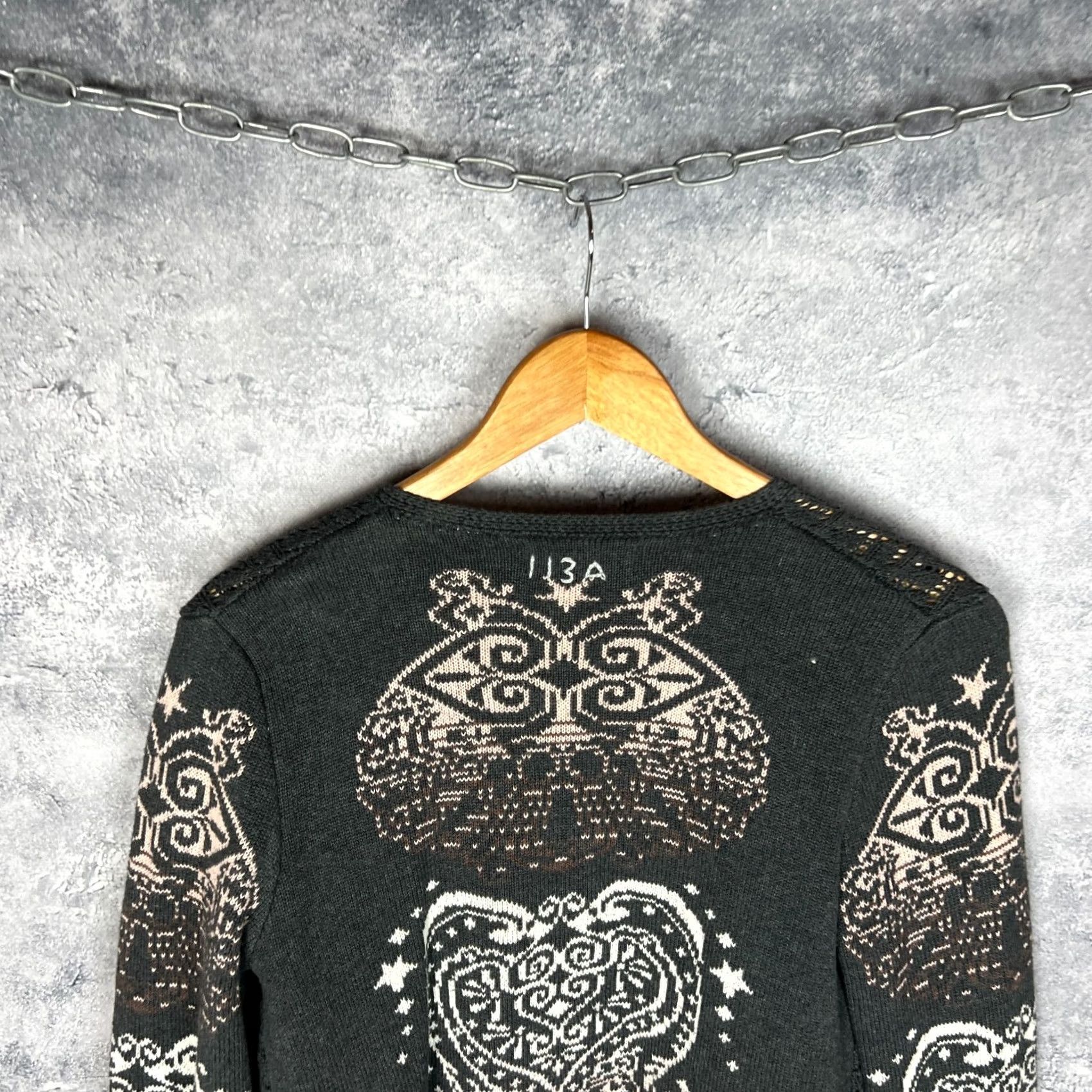 Vintage Odd Molly Cardigan Sweater Beige Patterned Open Front Cotton Size 1 Womens Size XS / US 0-2 / IT 36-38 - 7 Thumbnail