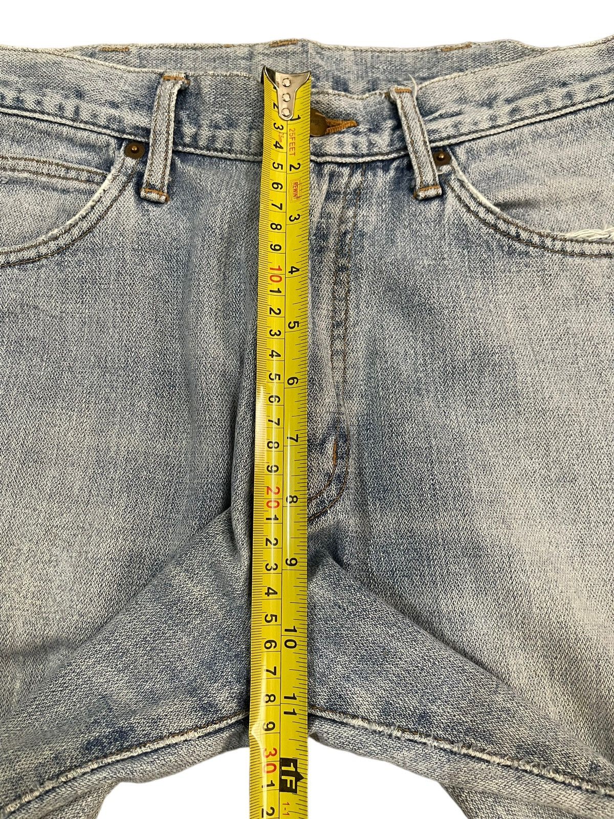Wrangler Vintage 90s Wrangler Blue Wash Distress Straight Leg Loose Size US 30 / EU 46 - 12 Thumbnail