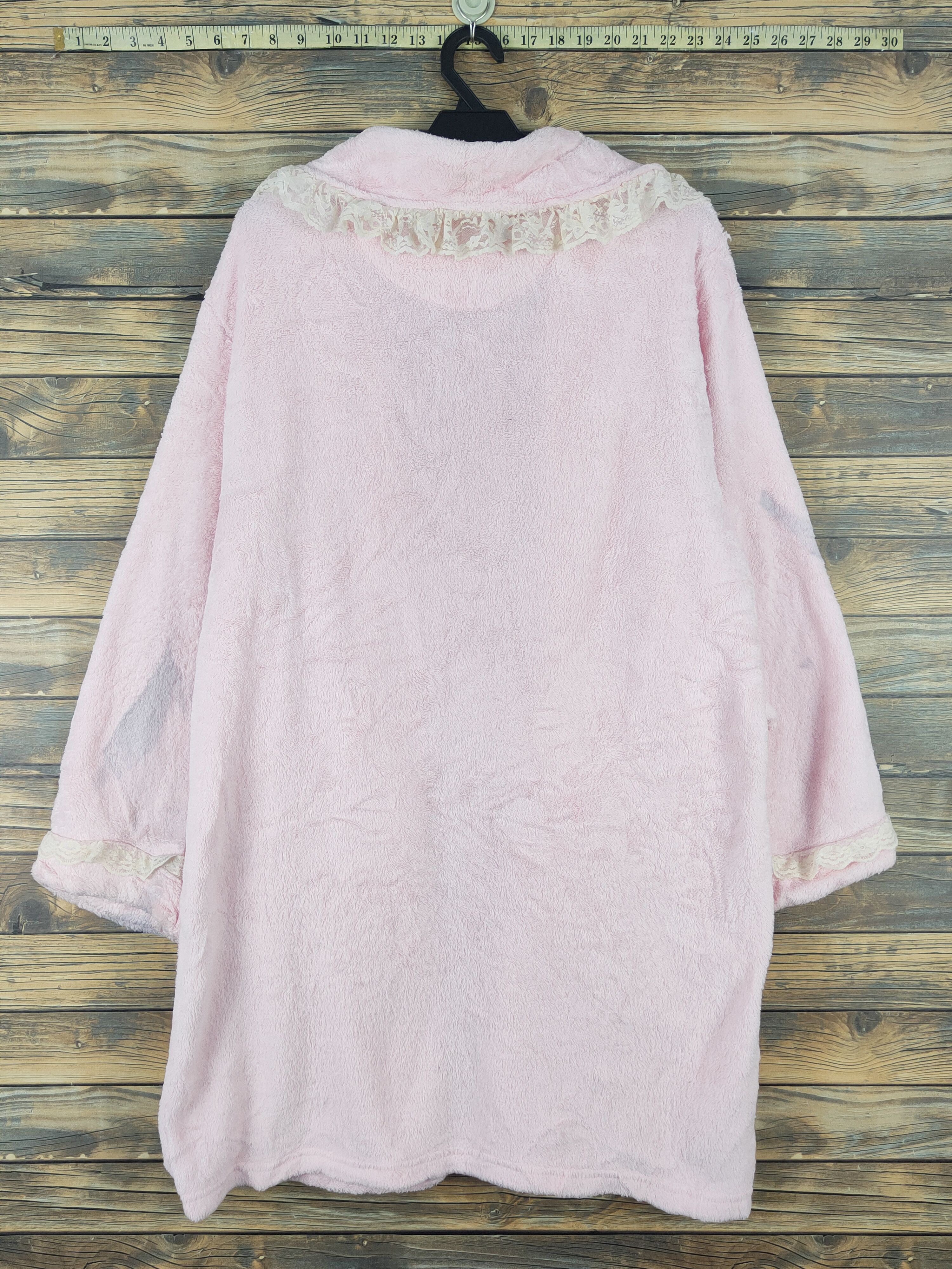 Aran Isles Knitwear × Japanese Brand × Vintage Sweet Rouge Pink Fur Mohair Bathrobe Size L / US 10 / IT 46 - 8 Thumbnail