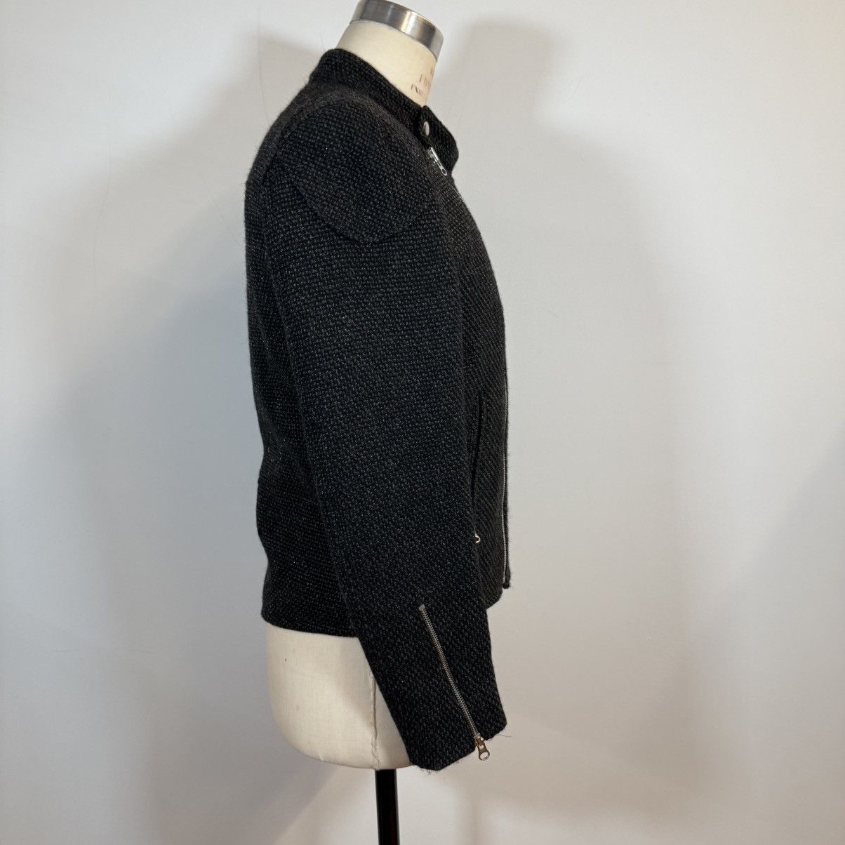 Japanese Brand Hiro Sawatari Black Lurex Boucle Moto Jacket Size US L / EU 52-54 / 3 - 2 Thumbnail