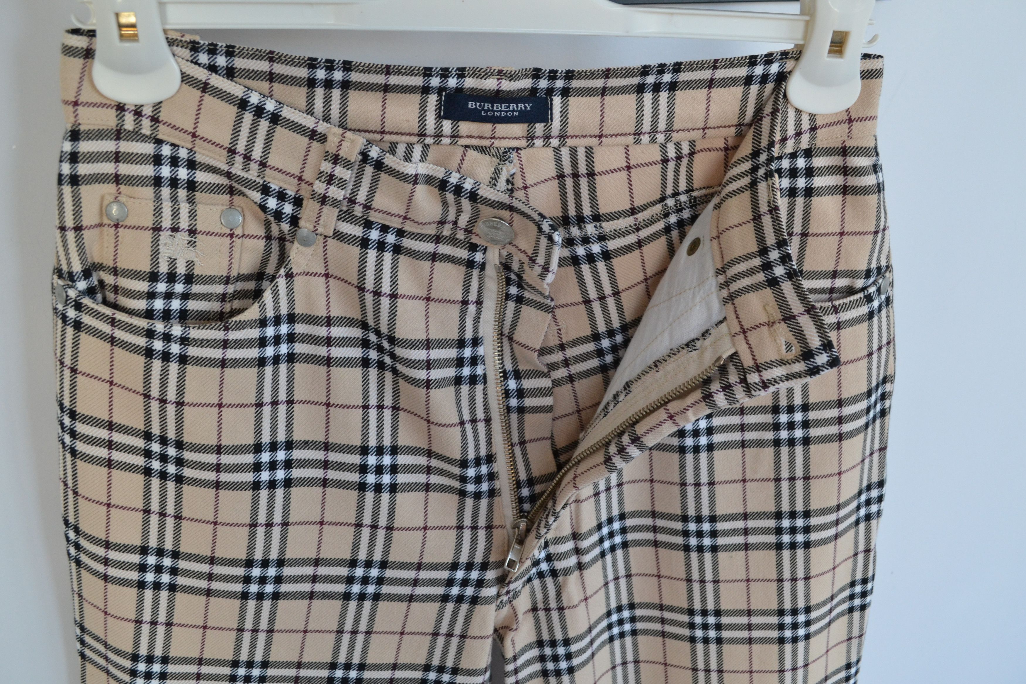 Burberry BURBERRY Pants Nova Check Trousers Beige Cotton White Size 28" / US 6 / IT 42 - 6 Thumbnail
