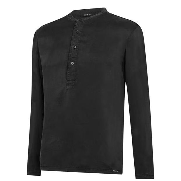 Tom Ford o1g2r1mq0724 Silk Henley Shirts in Black Size US S / EU 44-46 / 1 - 3 Thumbnail