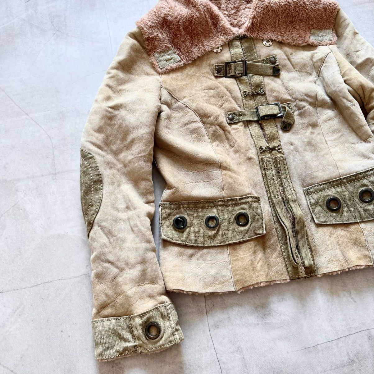 Hysteric Glamour Flora Smith Cargo Military Avantgarde Shearling Jacket Y2K Size L / US 10 / IT 46 - 5 Thumbnail