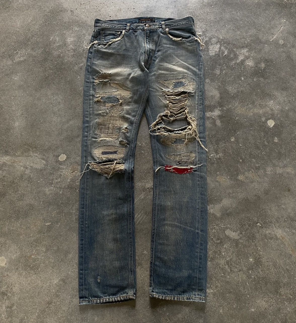 image of Undercover Aw04 68 Red Yarn Denim in Blue, Men's (Size 33)