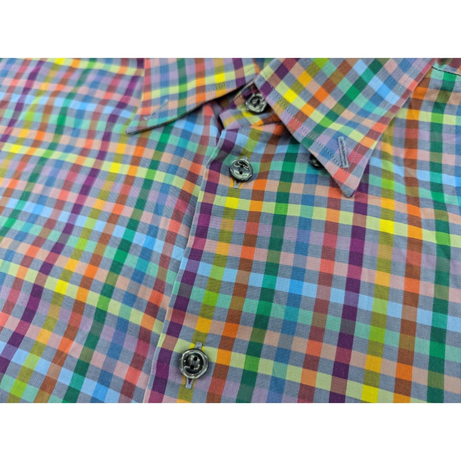 Eton ETON Mens Button Up Shirt 41 Slim Plaid Check Long Sleeve Multicolor Cotton Canvas Button-Up Men Size 41 Slim Mens Size US L / EU 52-54 / 3 - 3 Thumbnail