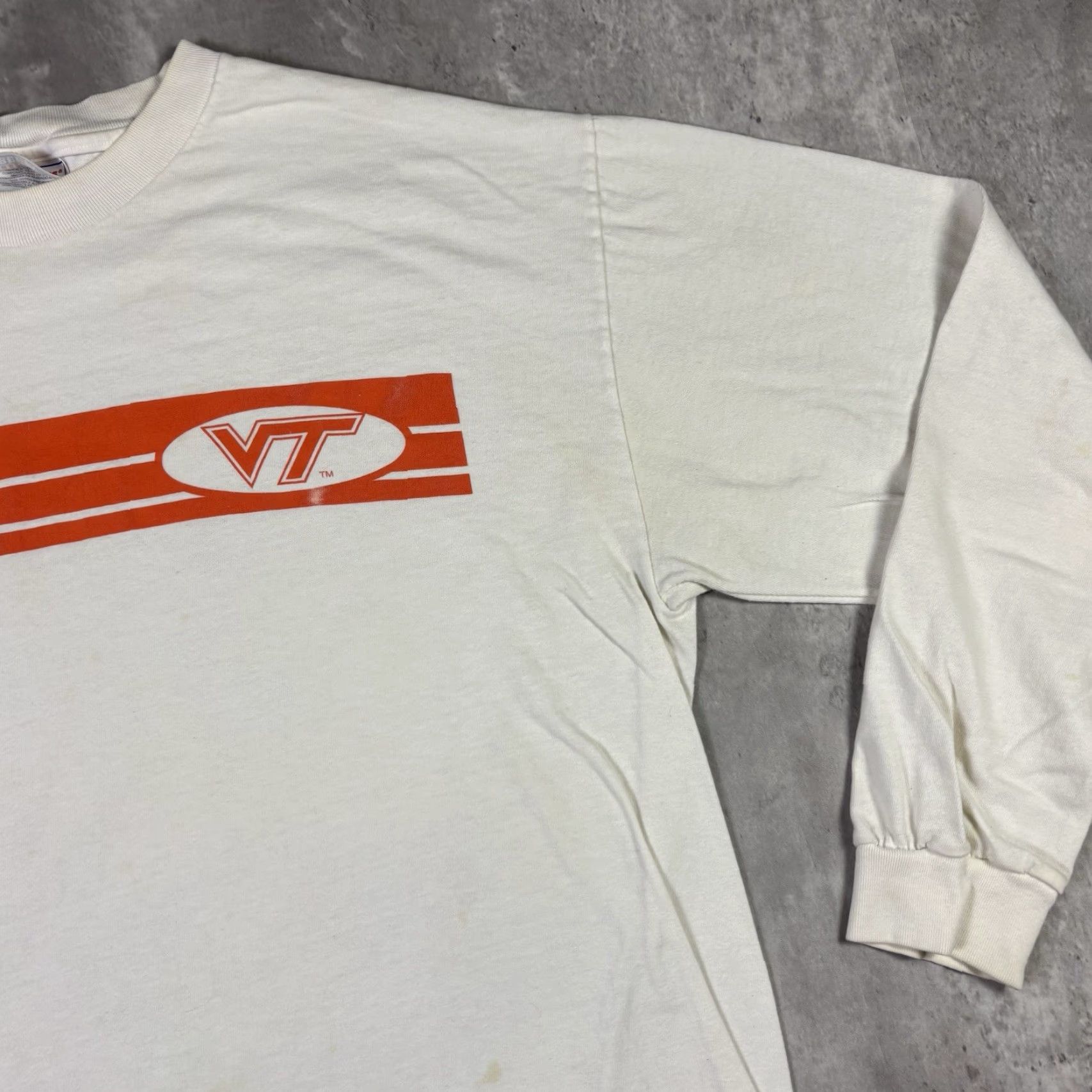 Hanes VINTAGE Virginia Tech T Shirt White Long Sleeve L College University 90s Hanes Crew Neck Graphic Print Mens Size US L / EU 52-54 / 3 - 7 Thumbnail