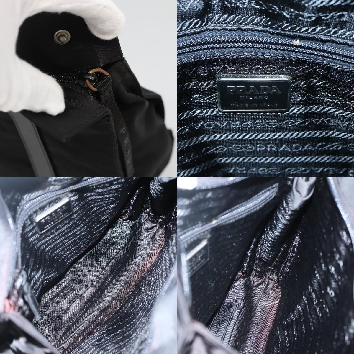 Prada PRADA Tote Bag Nylon Black Silver Size ONE SIZE - 11 Thumbnail