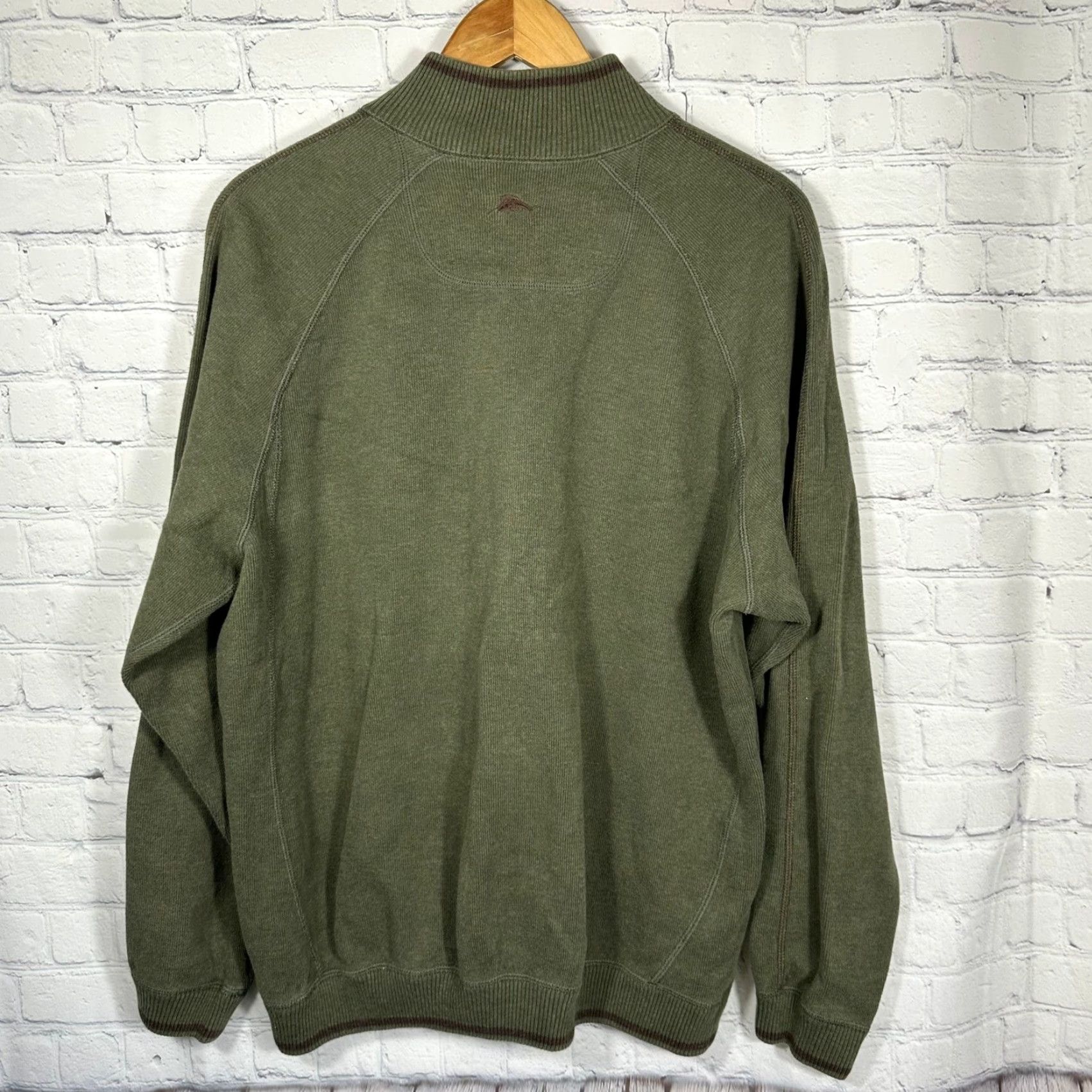 Tommy Bahama Tommy Bahama Sweater Mens L Green Brown Reversible Full Zip Mock Neck Marlin Logo Size US L / EU 52-54 / 3 - 4 Thumbnail