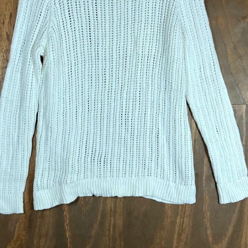 Talbots Talbots Sweater Womens Large White Open-Knit 100% Cotton Long Sleeve Size L / US 10 / IT 46 - 3 Thumbnail