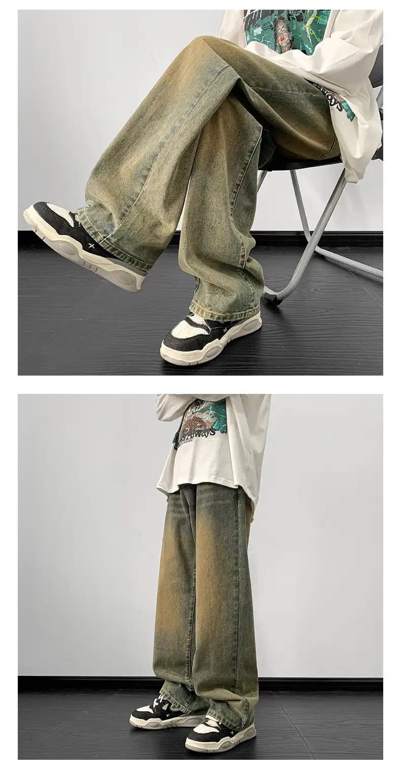 Japanese Brand Straight Denim Pants Harajuku Size US 33 - 5 Thumbnail