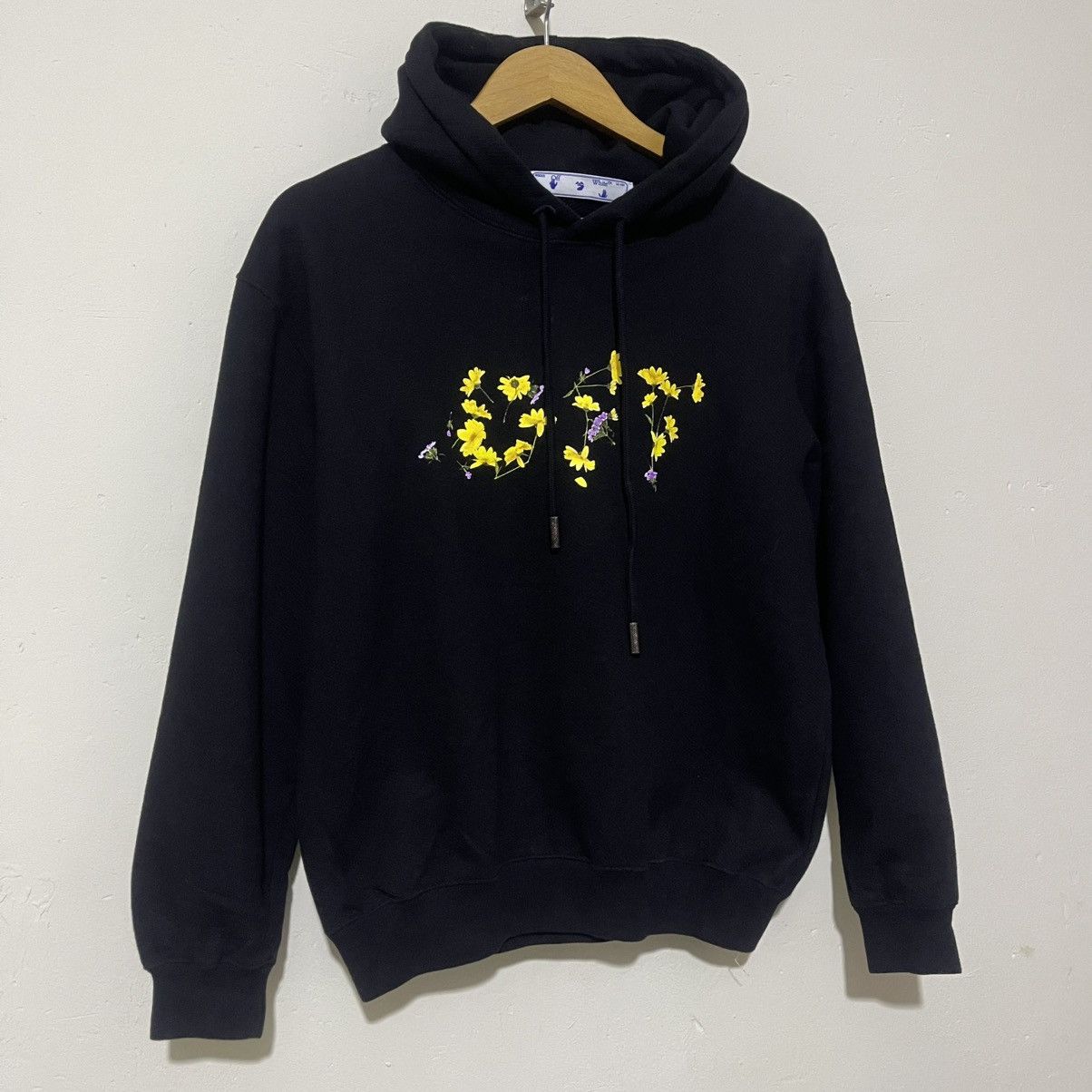 Off-White Off-White Cotton Floral Logo Hoodie Black Large Size L / US 10 / IT 46 - 5 Thumbnail