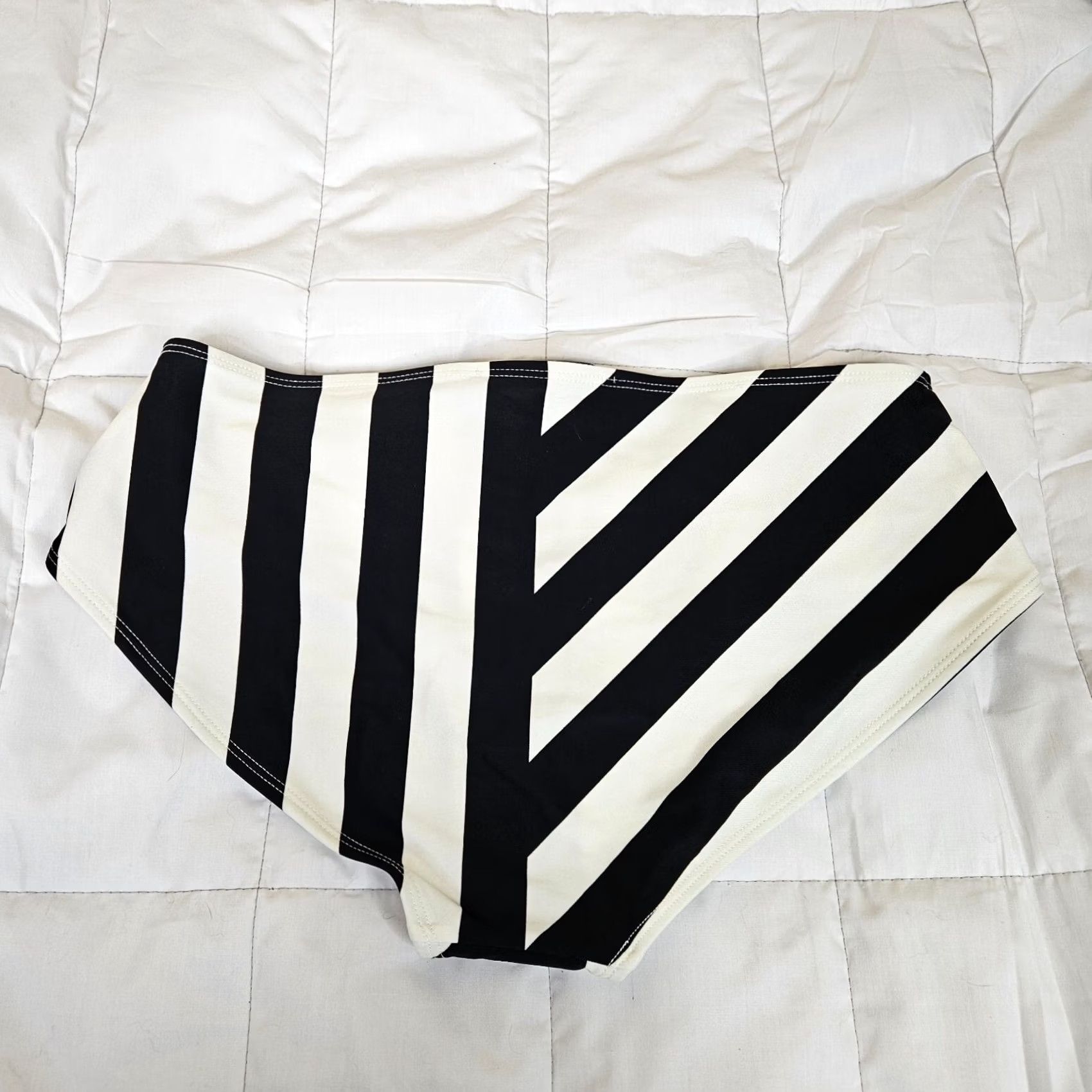 French Connection French Connection Women's Black Summer white stripe High Rise Briefs Size S NEW Bikini Bottoms Nylon Spandex Logo Stripe - Womens - S Size ONE SIZE - 2 Thumbnail