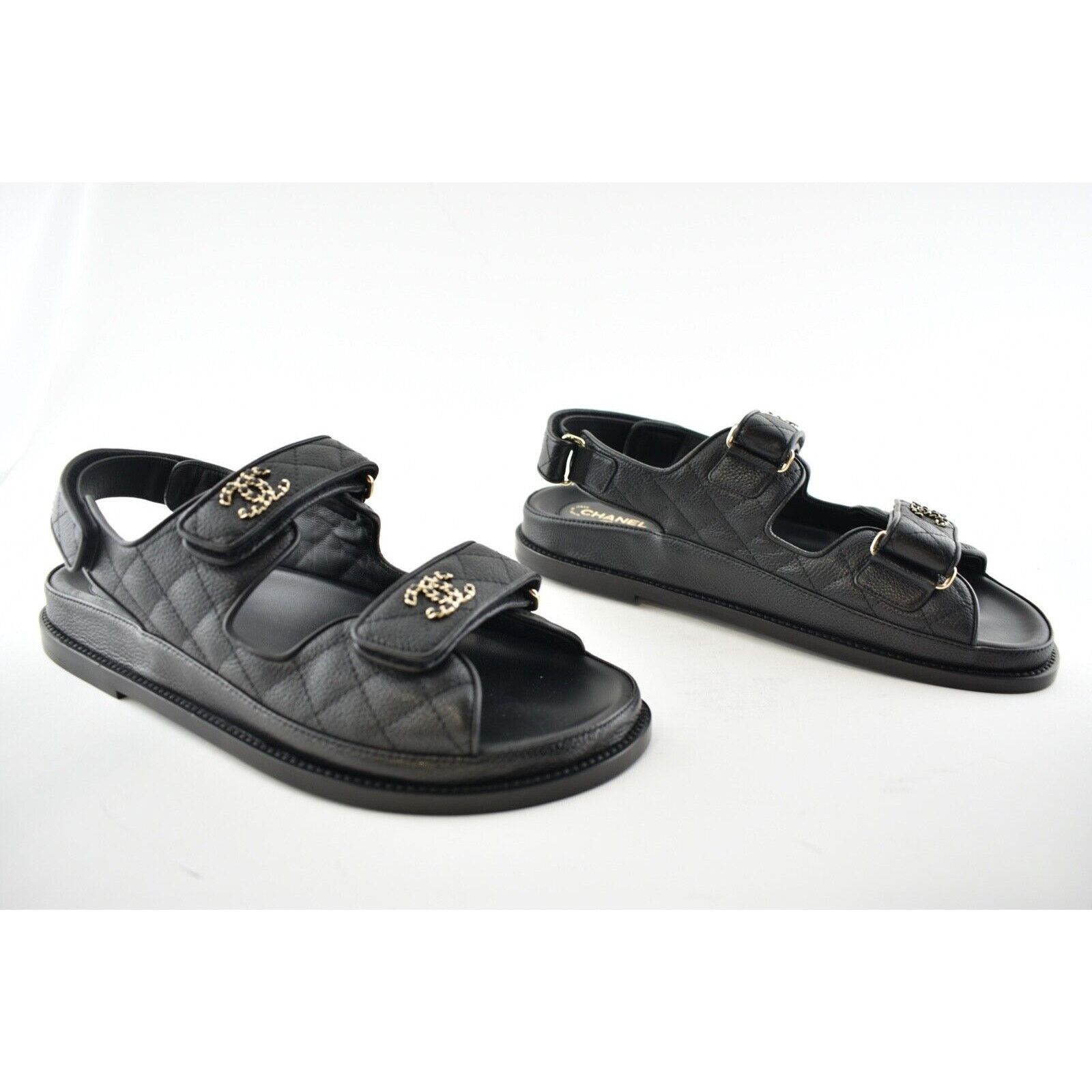 Chanel Chanel REV Black Caviar Gold CC Logo Mule Slide Strap Size US 7.5 / IT 37.5 - 4 Thumbnail