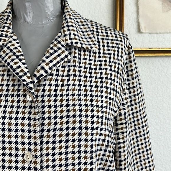 Aquascutum Aquascutum London Houndstooth Button Front Shirt Navy Olive Size L / US 10 / IT 46 - 2 Thumbnail