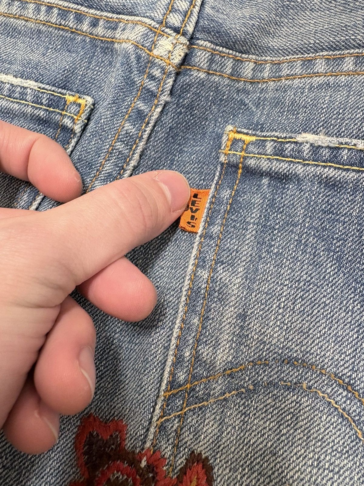 Levi's Vintage Clothing LVC Embroidered Orange Tabs Made In USA Size 28" / US 6 / IT 42 - 8 Thumbnail