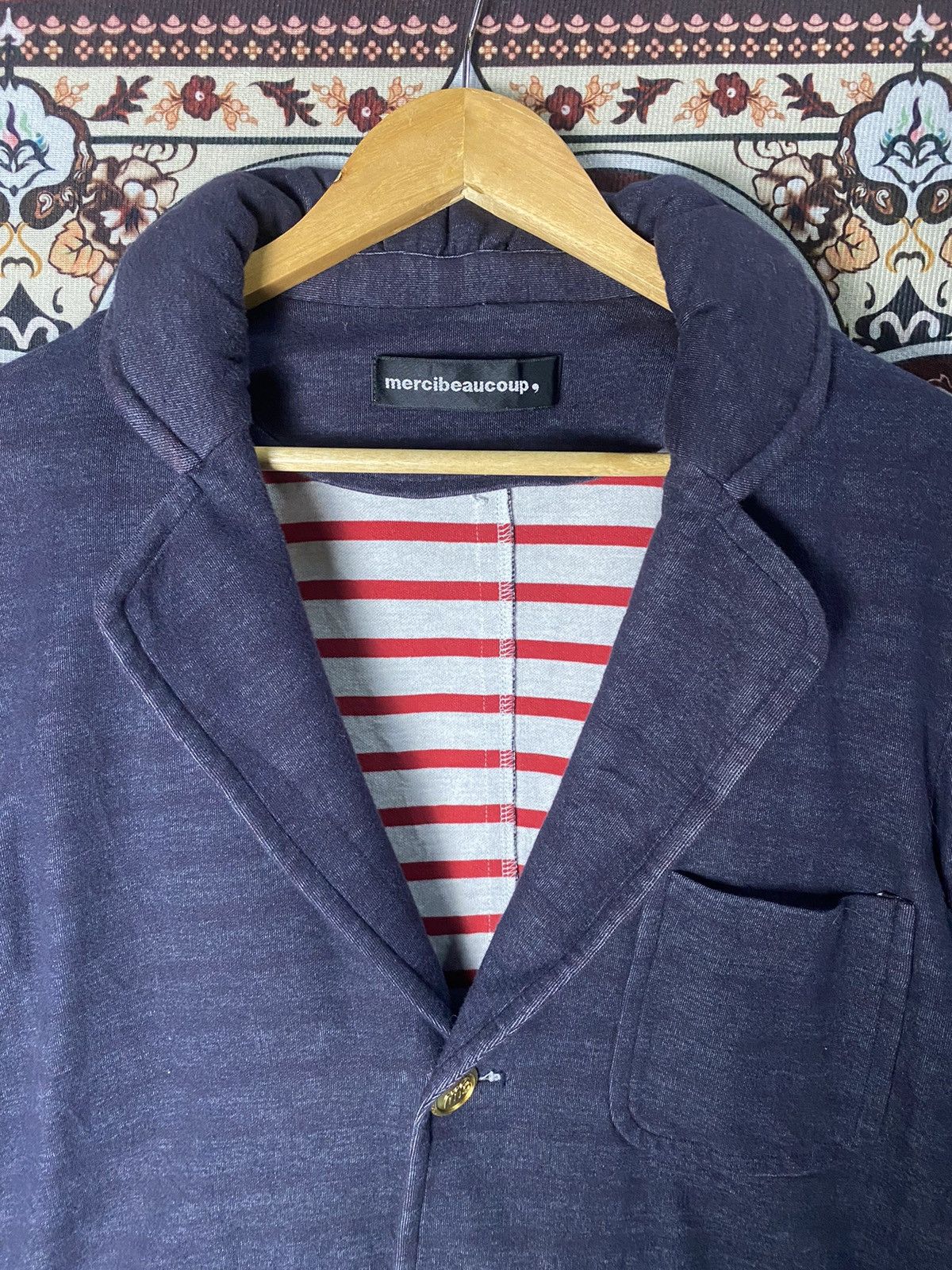Issey Miyake Mercibeaucoup Issey Miyake Indigo Stripe Jacket Size US M / EU 48-50 / 2 - 8 Thumbnail