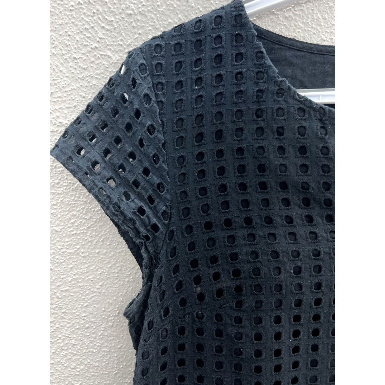 Merona Merona Womens Black Cap Sleeve Crochet Square Detail Size XS Size ONE SIZE - 3 Thumbnail