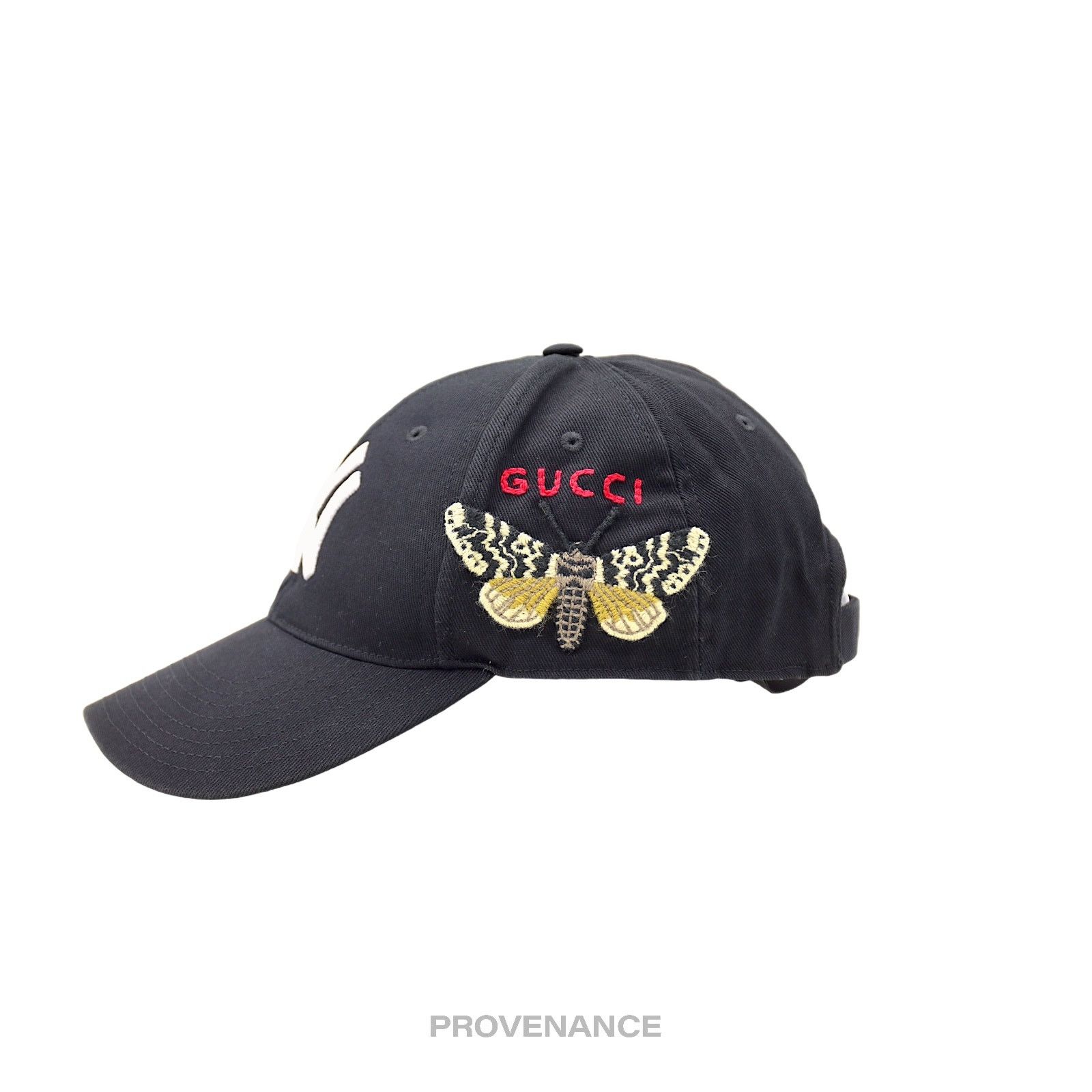 Gucci 🔴 Gucci x NY Yankees Embroidered Hat Cap - Black with Moth Size ONE SIZE - 4 Thumbnail
