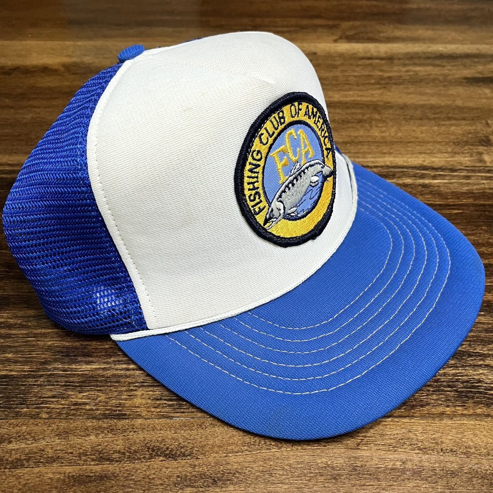 Vintage VINTAGE Fishing Club Of America Hat Cap Snap Back Rope Trucker FCA Salmon Size ONE SIZE - 6 Thumbnail