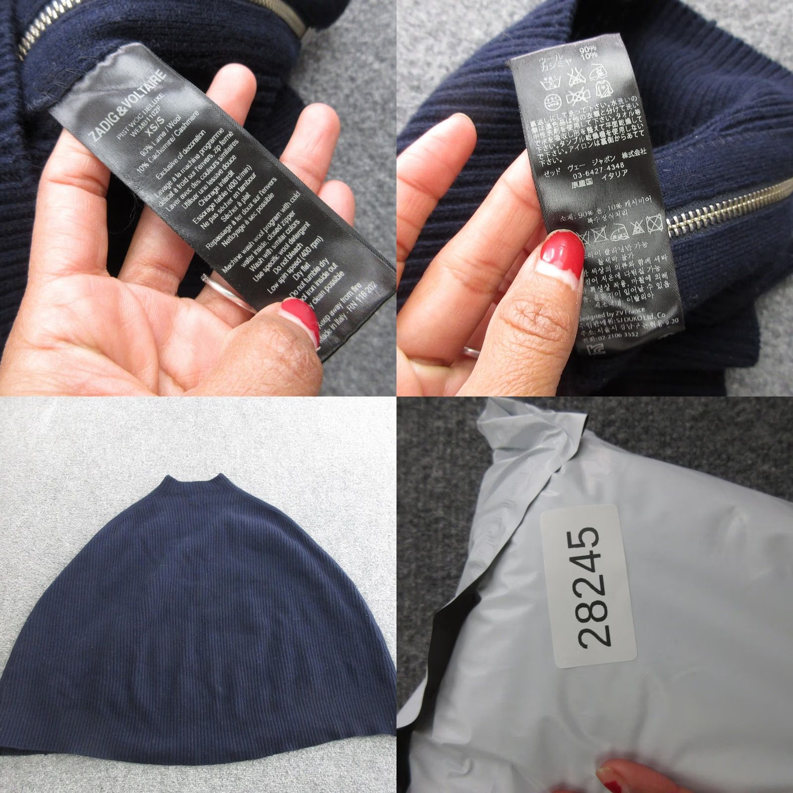 Zadig & Voltaire Zadig & Voltaire Poncho Womens XS/S Blue Wool Ribbed Knit Zip Collared Italy Size XS / US 0-2 / IT 36-38 - 8 Thumbnail