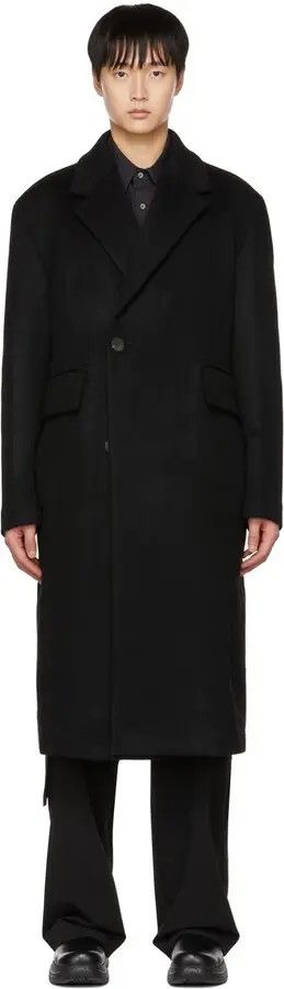 Wooyoungmi Wooyoungmi Black Single-Breasted Cashmere Blend Coat - IT48 Size US M / EU 48-50 / 2 - 1 Thumbnail