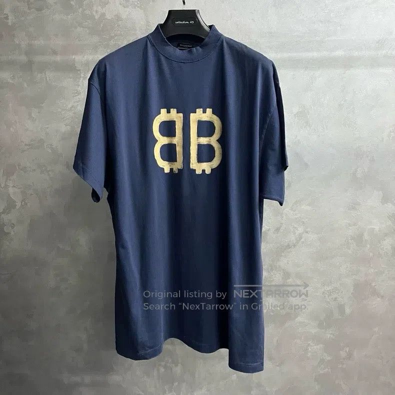 Balenciaga Balenciaga Blue letter print round neck short-sleeve T-shi Size US L / EU 52-54 / 3 - 1 Thumbnail