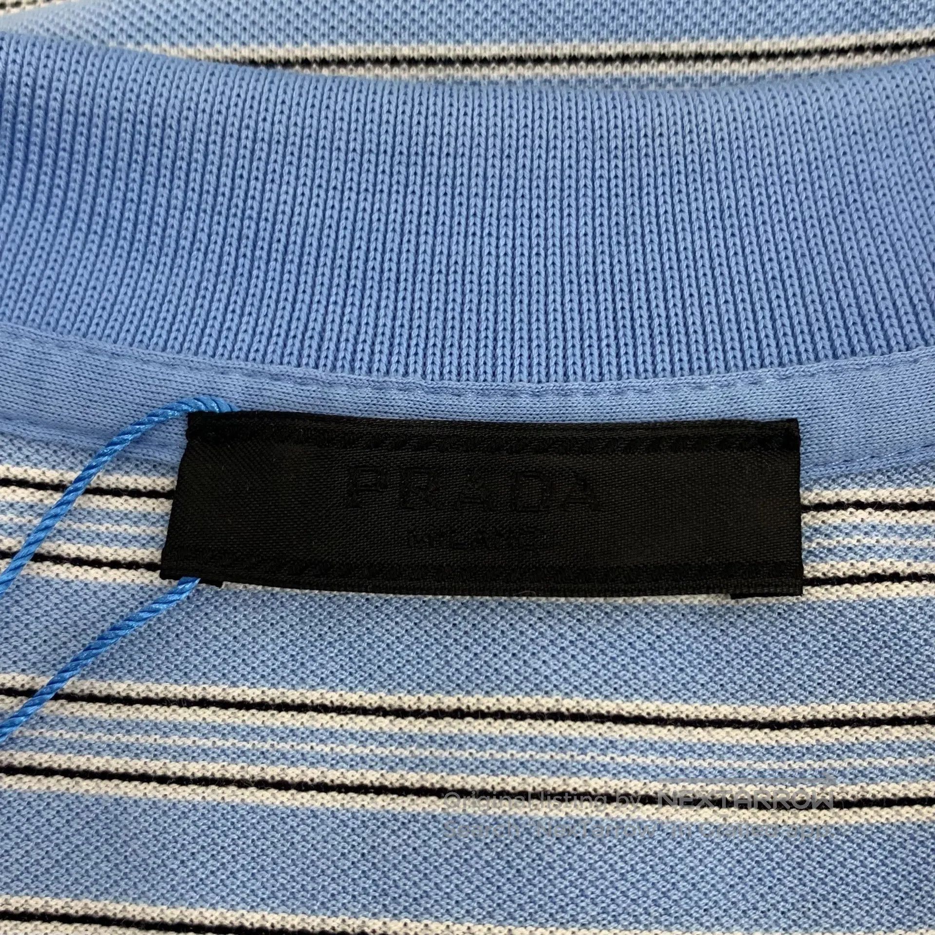 Prada Prada Blue logo striped short sleeve Polo shirt| Size US S / EU 44-46 / 1 - 6 Thumbnail