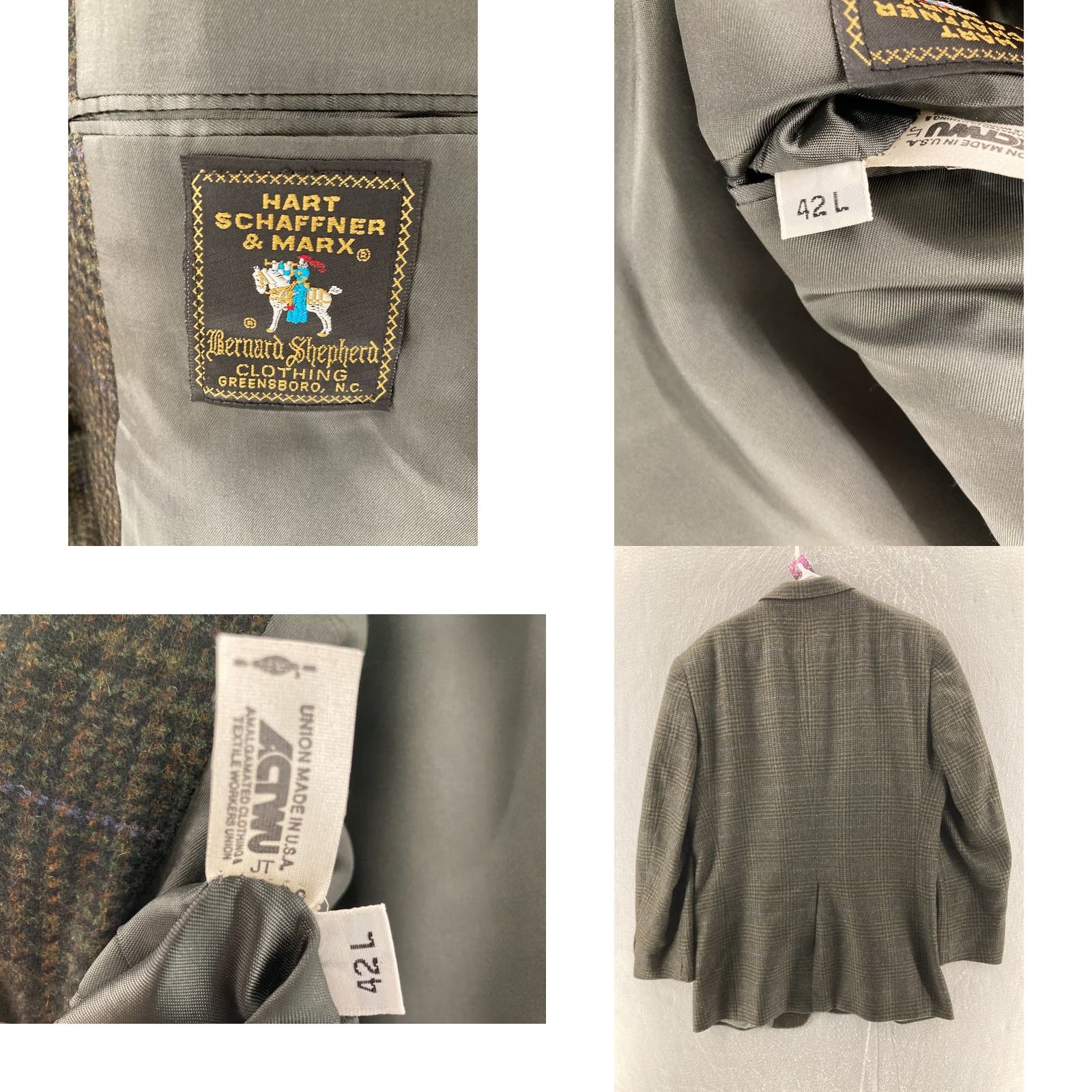 Hart Schaffner Marx Hart Schaffner Marx Blazer Mens Wool Plaid Single-Breasted Two-Button Notch Lapel Long Jacket 42 Multicolor Wool Blazer Men Size 42R - 8 Thumbnail