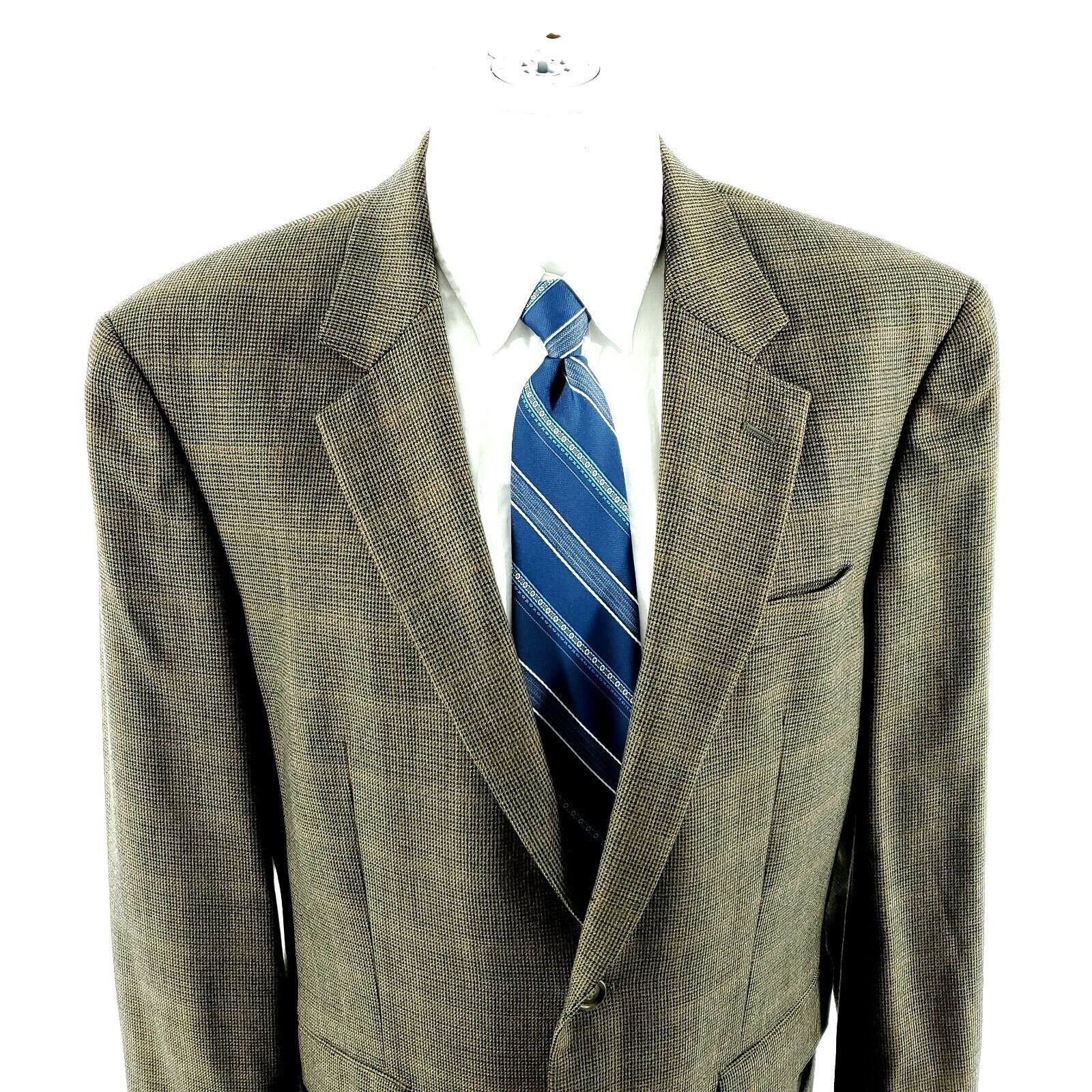 Jos. A. Bank Jos A Bank Tweed Wool 2 Button Sport Coat 44R Green Blue Che Size 44R - 1 Thumbnail
