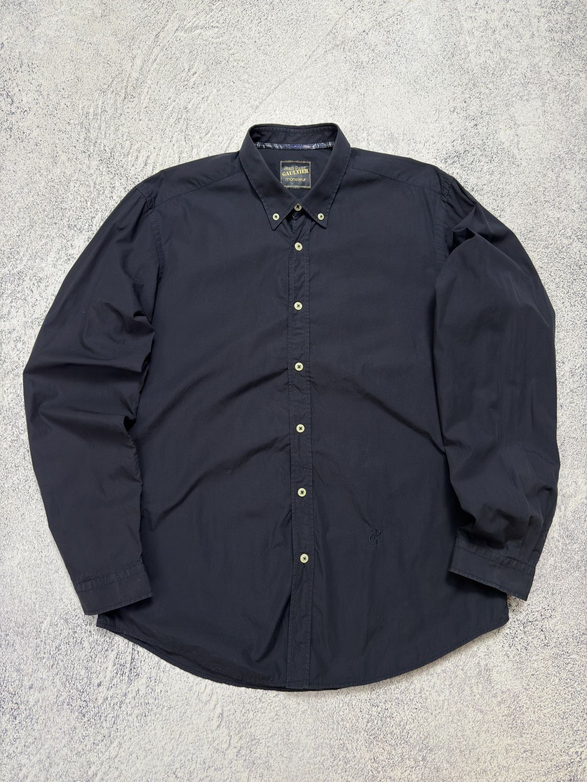 Jean Paul Gaultier Jean Paul Gaultier Monsieur Vintage Navy Button-Up Shirt Size US L / EU 52-54 / 3 - 4 Thumbnail