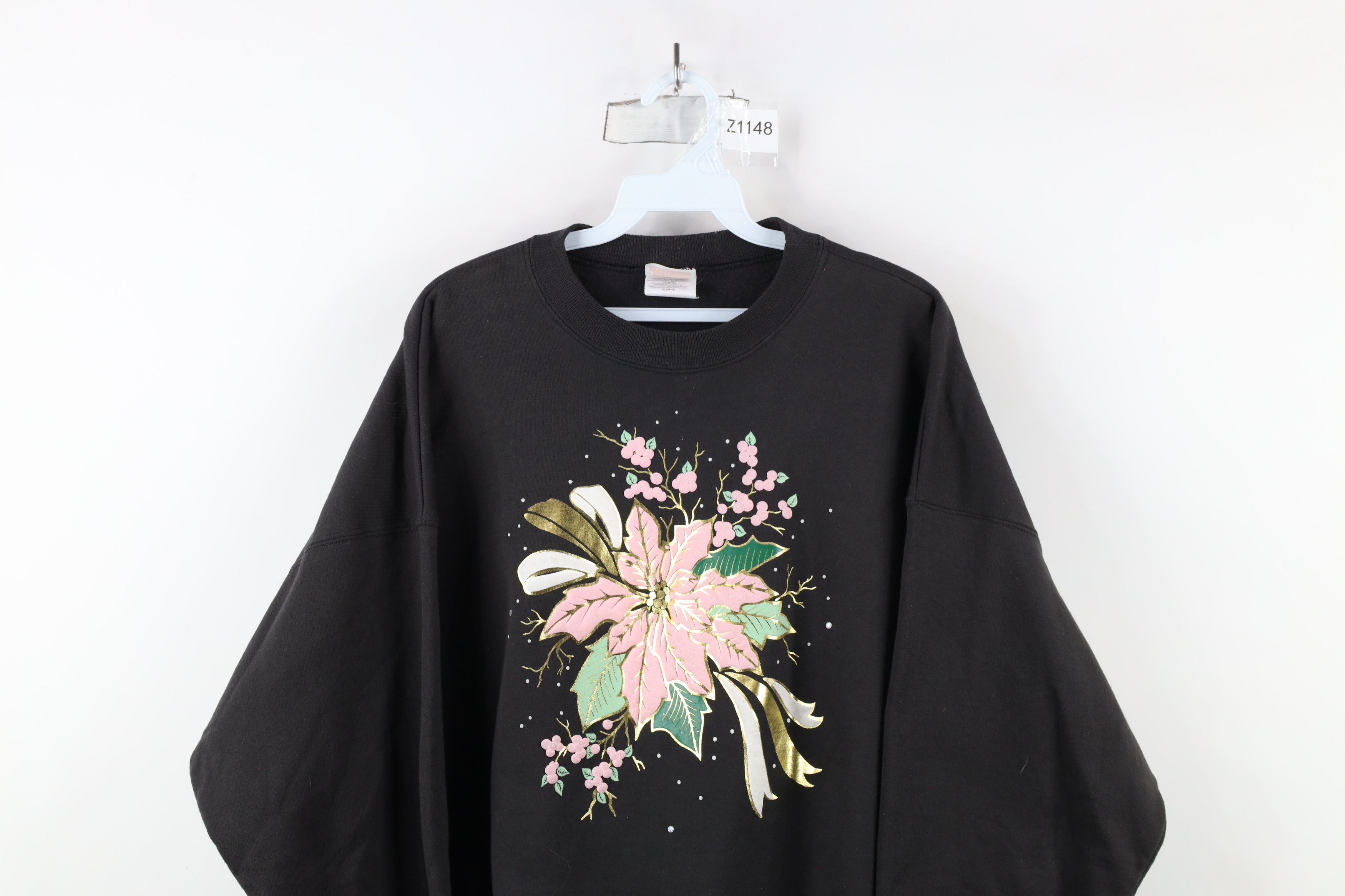 Vintage Vintage 90s Streetwear Faded Christmas Mistletoe Sweatshirt Size XL / US 12-14 / IT 48-50 - 2 Thumbnail