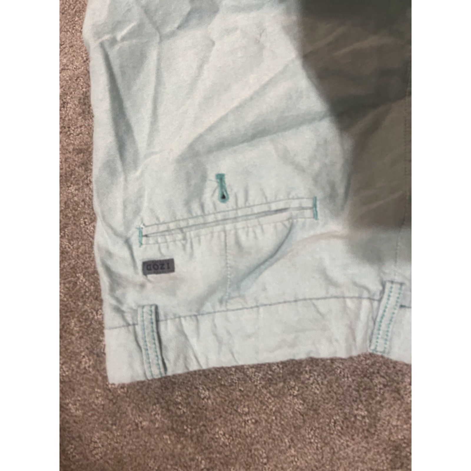 Izod IZOD Cargo Shorts Mens Sz 34 Flat Front Chino Blue Solid Cotton Regular Inseam 9in Belt Loops casual (Adult) Mens Size US 34 / EU 50 - 3 Thumbnail