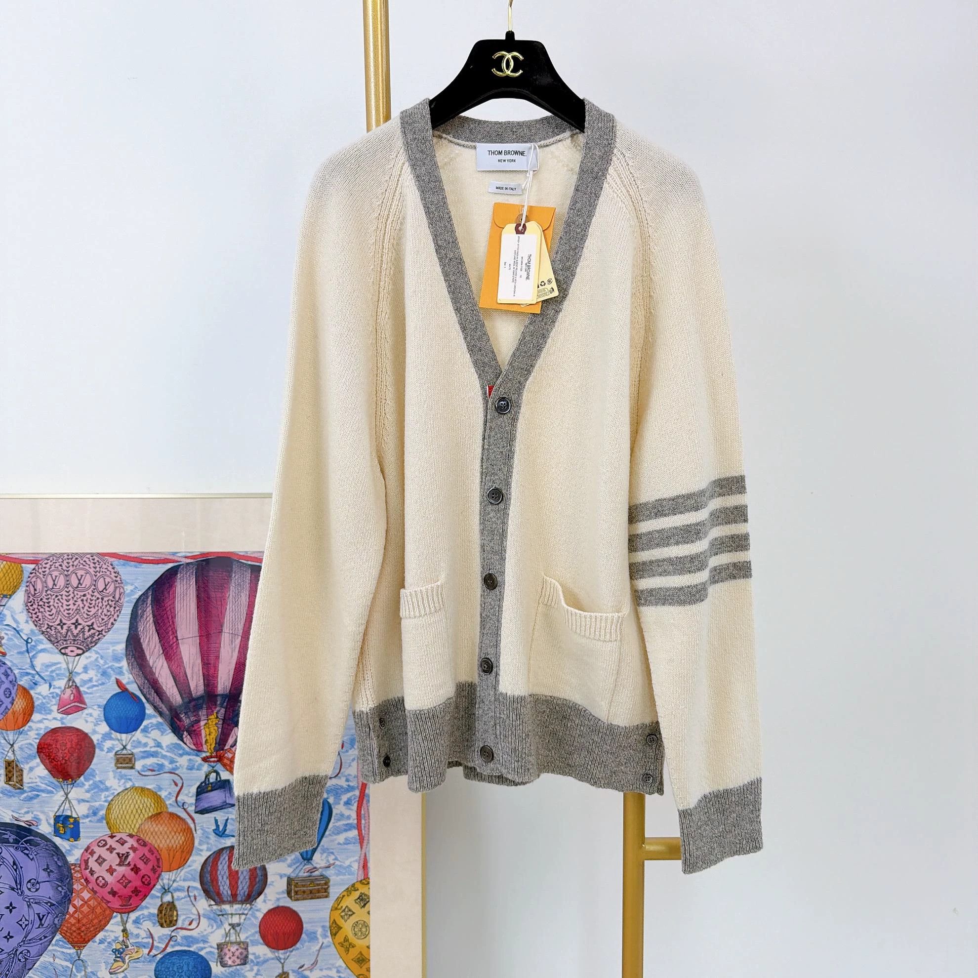 Thom Browne Thom Browne Beige Knit Cardigan Size 3 New with Tags Size US L / EU 52-54 / 3 - 1 Thumbnail