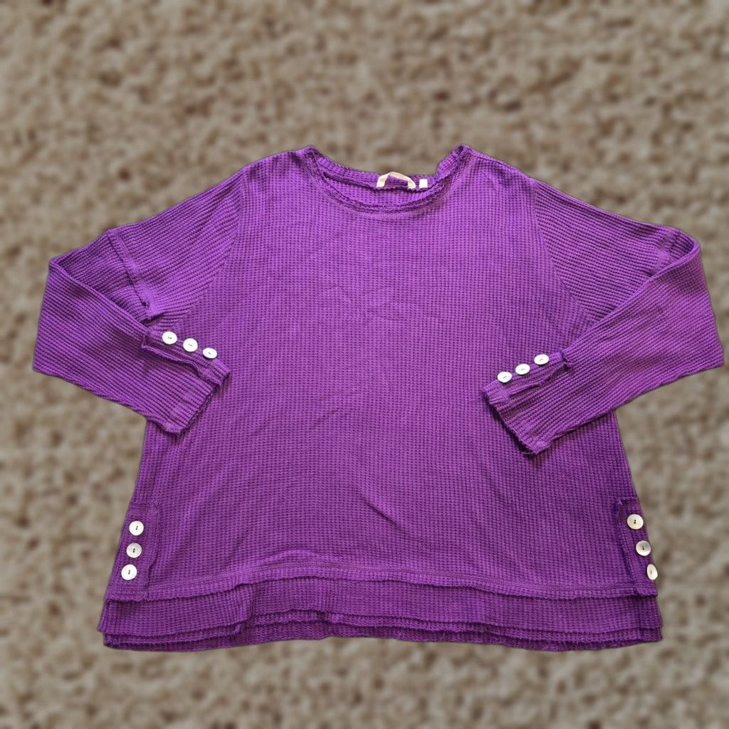 Soft Surroundings Soft Surroundings Top Womens 3X Purple Waffle Knit Long Sleeve Casual Casu - Blouse Size XXL / US 16-18 / IT 52-54 - 1 Thumbnail