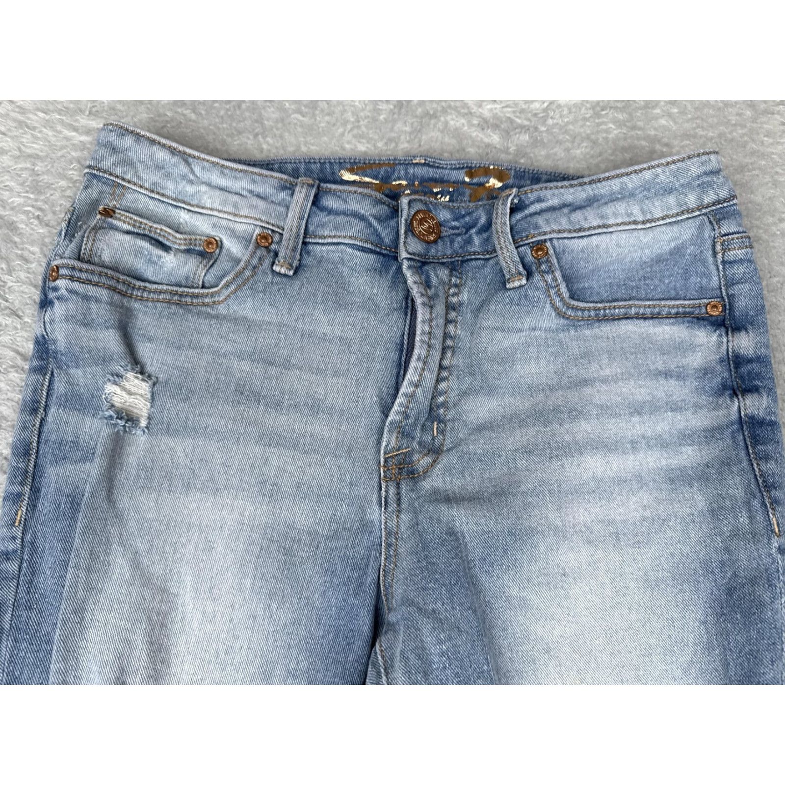 Vintage Seven7 Jeans Women Bootcut Jeans Blue Light Wash Distressed 28x25 4 Casual Denim Pants 5-Pocket Design Size 27" / US 4 / IT 40 - 4 Thumbnail