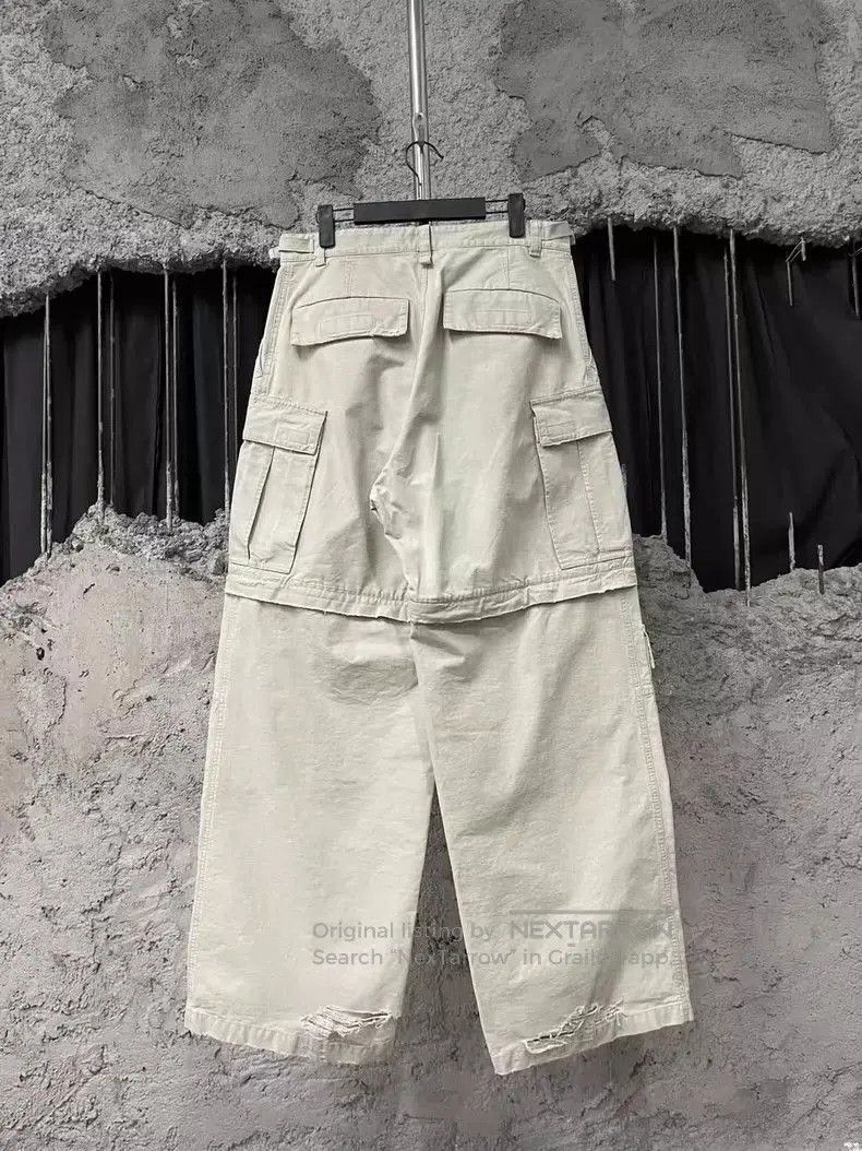 Balenciaga Balenciaga White Distressed Cargo Work Pants. Size US 44 / EU 60 - 2 Thumbnail