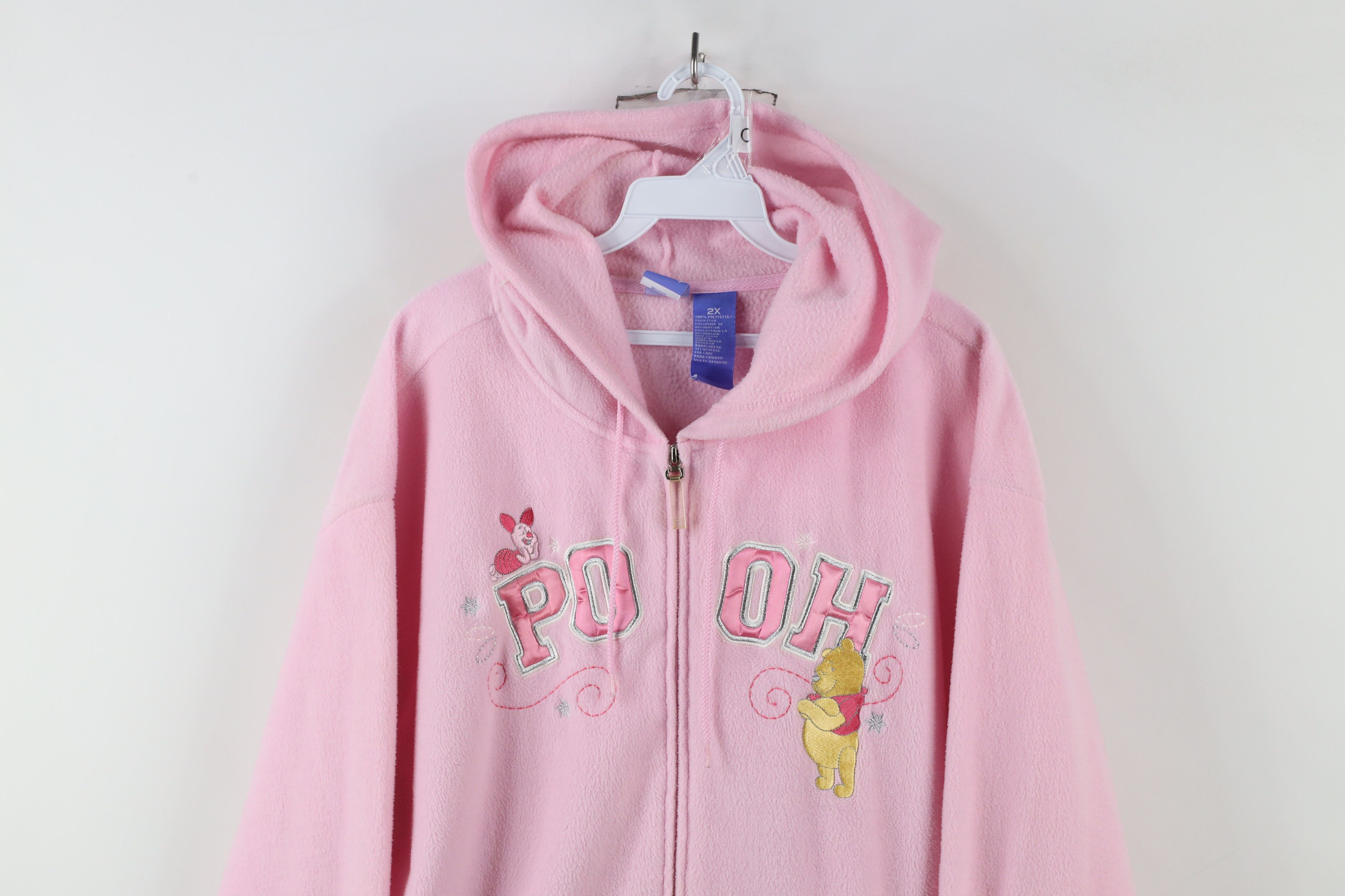 Disney × Vintage Vintage Disney Winnie the Pooh Full Zip Fleece Hoodie Pink Size XXL / US 16-18 / IT 52-54 - 2 Thumbnail