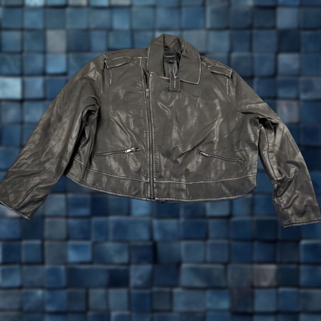 VINTAGE NWT Lane Bryant 20 Moto Jacket Faux Leather Black - Jacket - Women Plus 20 Black Moto Leather Zip Front Sized?