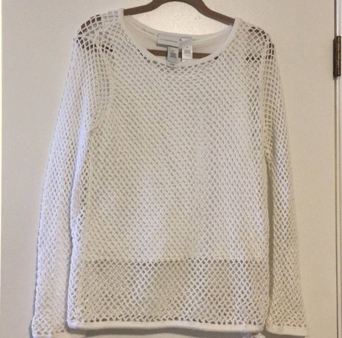 Liz Claiborne Liz Claiborne White Sheer Long Sleeve Top Size M / US 6-8 / IT 42-44 - 1 Thumbnail