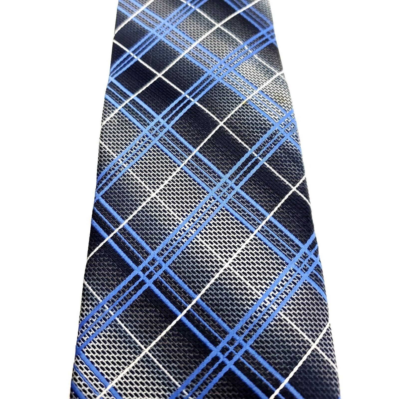 Croft & Barrow Croft & Barrow Blue Black Polyester Tie Woven Wide Regimenta Size ONE SIZE - 2 Thumbnail