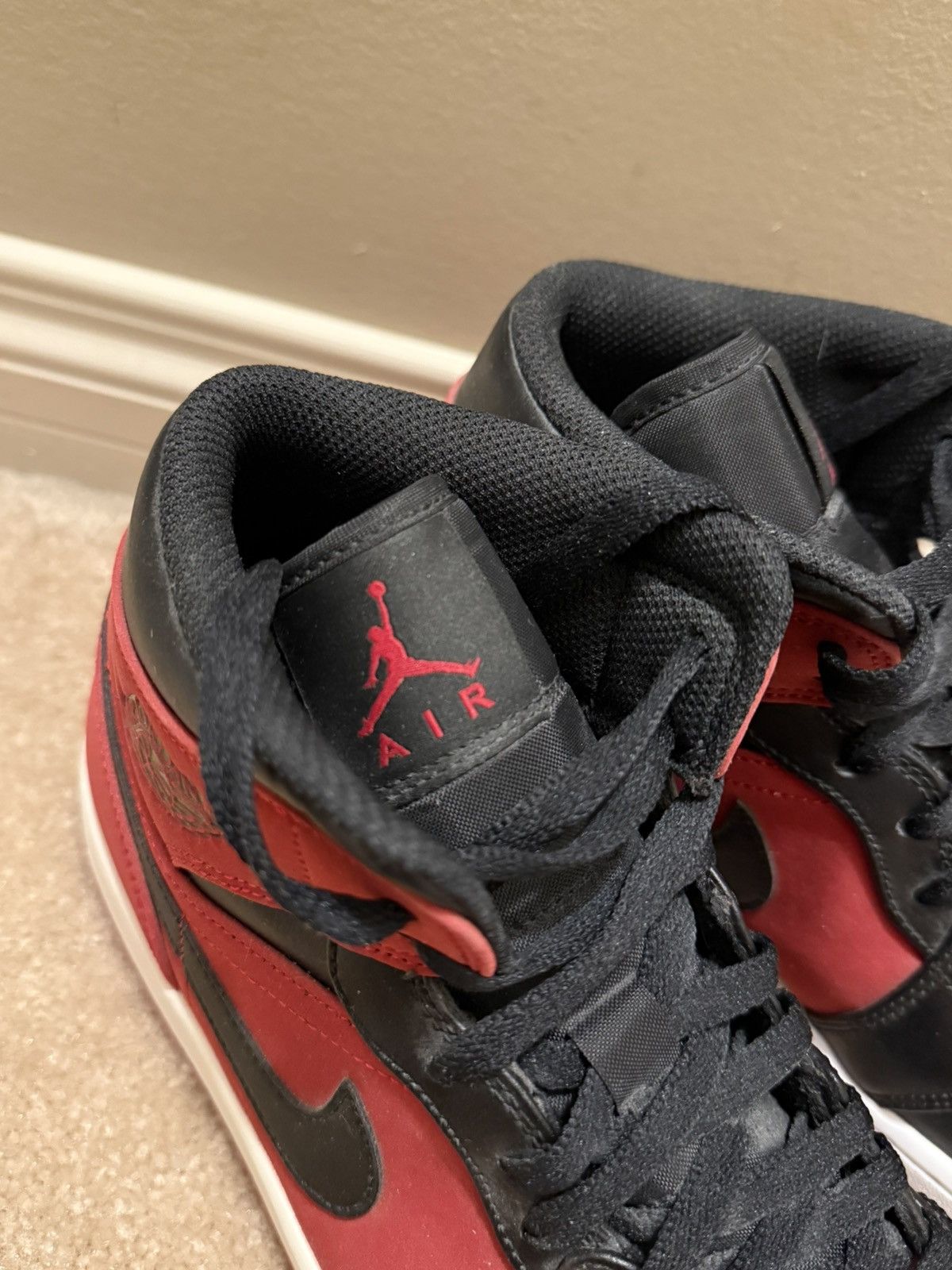 Jordan Brand Air Jordan 1 Mid - Gym Red / Black-White Size US 9.5 / EU 42-43 - 4 Thumbnail