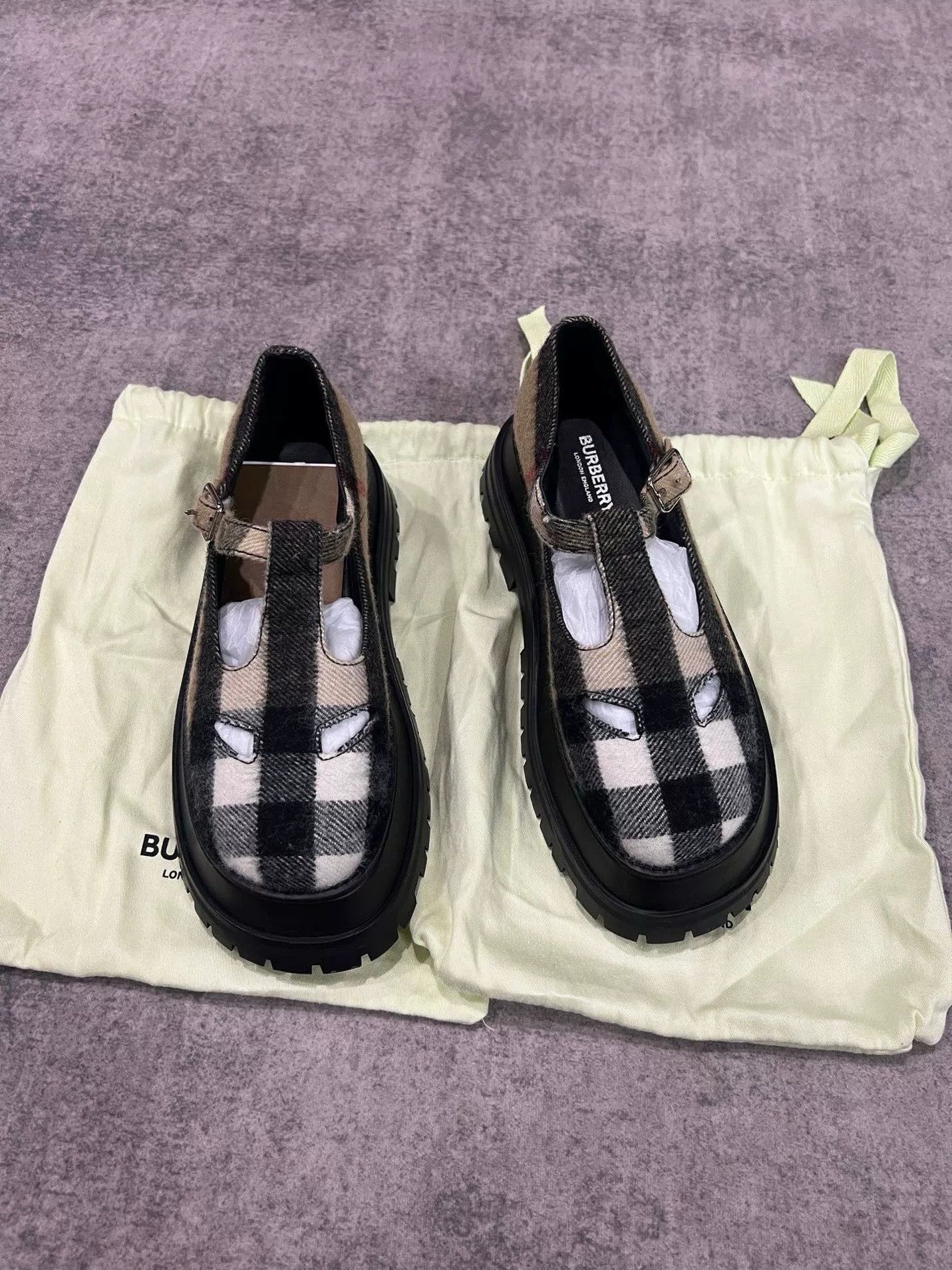 Burberry Burberry Wool Plaid Cutout Platform Shoes Size US 32 / EU 48 - 1 Thumbnail