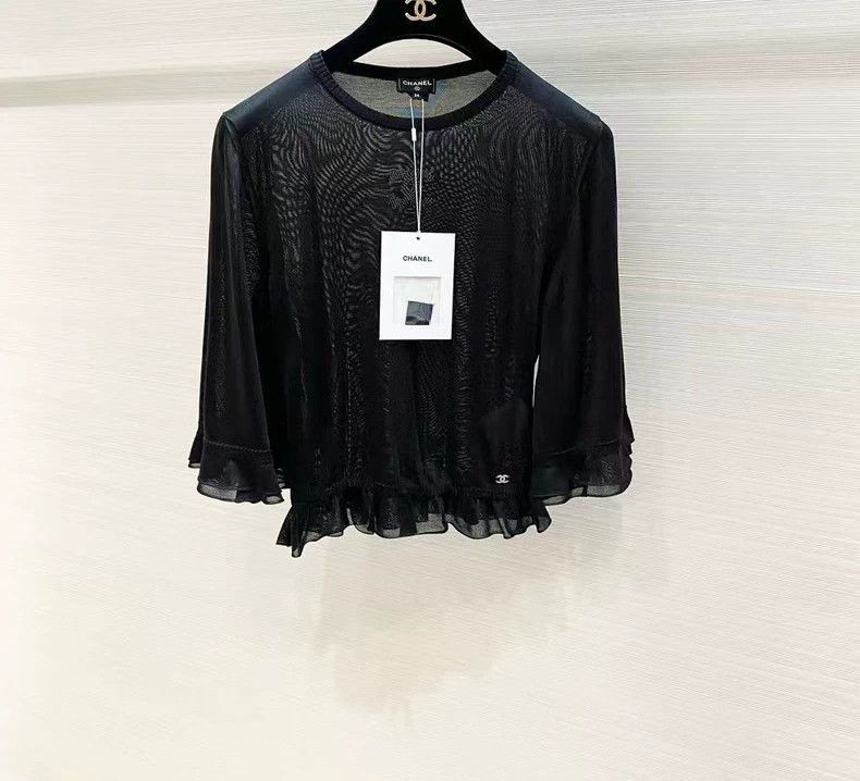 Chanel Chanel 23S top ruffled thin knit sweater Size XXS / US 00 / IT 34 - 1 Thumbnail