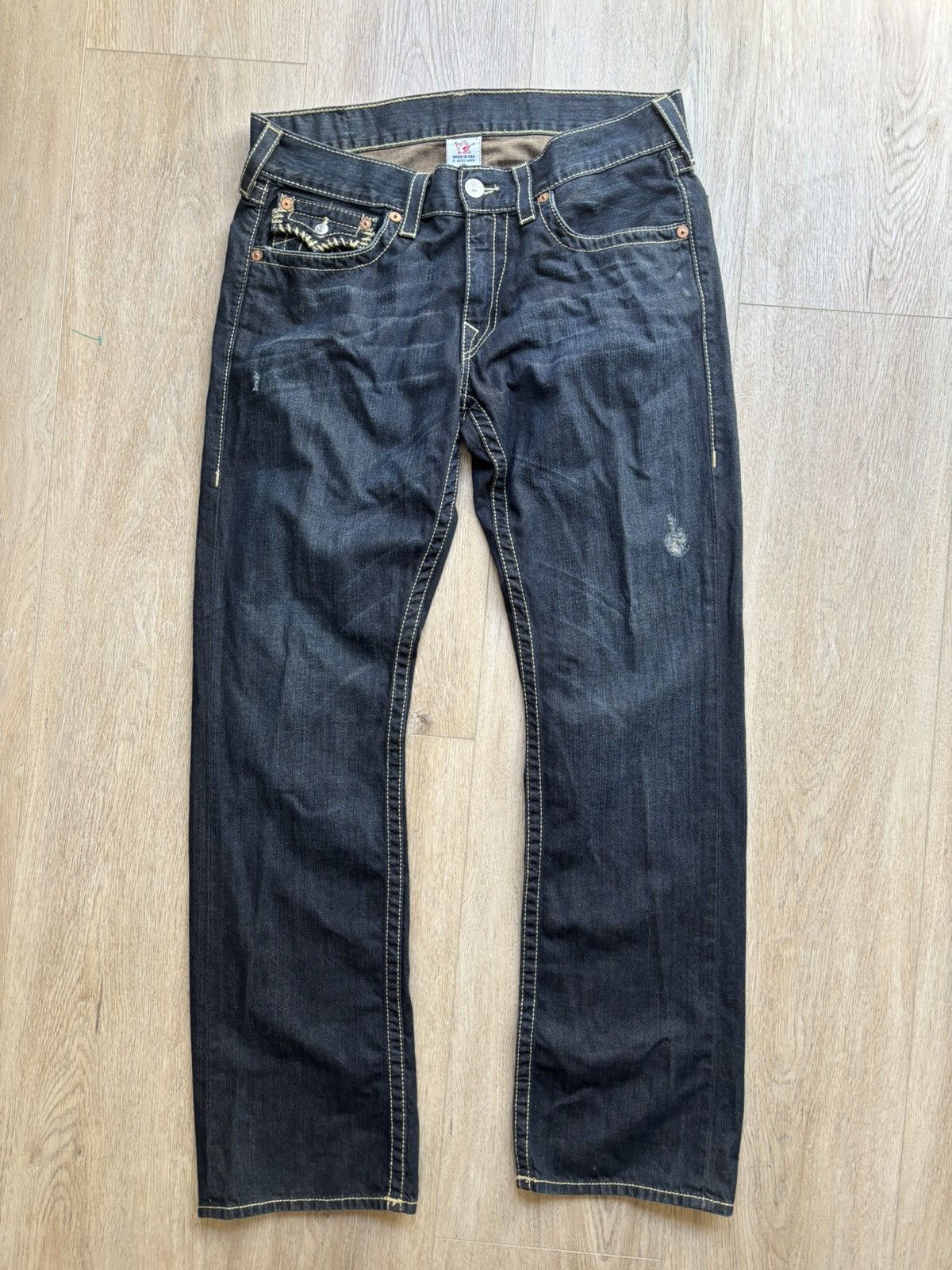 True Religion True Religion STRAIGHT Distressed Thick Stitch made USA 34 Size US 34 / EU 50 - 2 Thumbnail