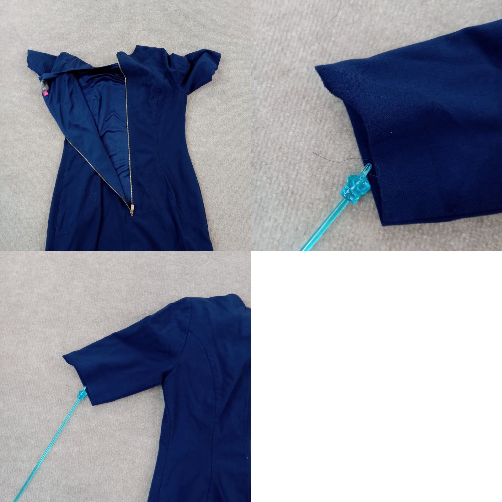 Vince Camuto Vince Camuto Dress Womens Size 4 Blue Short Sleeve Fitted Stretch Pockets Size 27" / US 4 / IT 40 - 8 Thumbnail